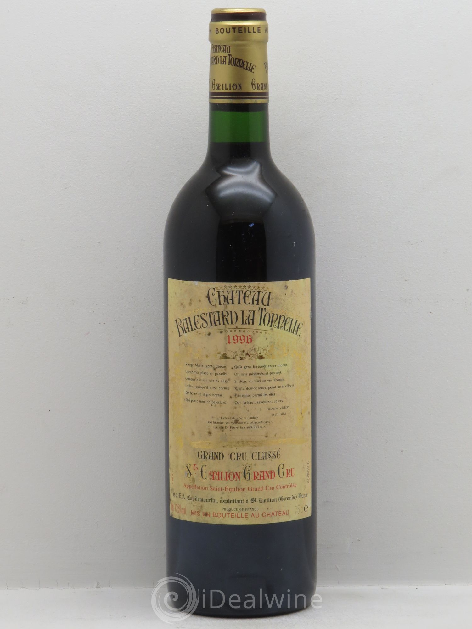 Château Balestard la Tonnelle Grand Cru Classé 1996 - Lot de 1 bouteille - 0