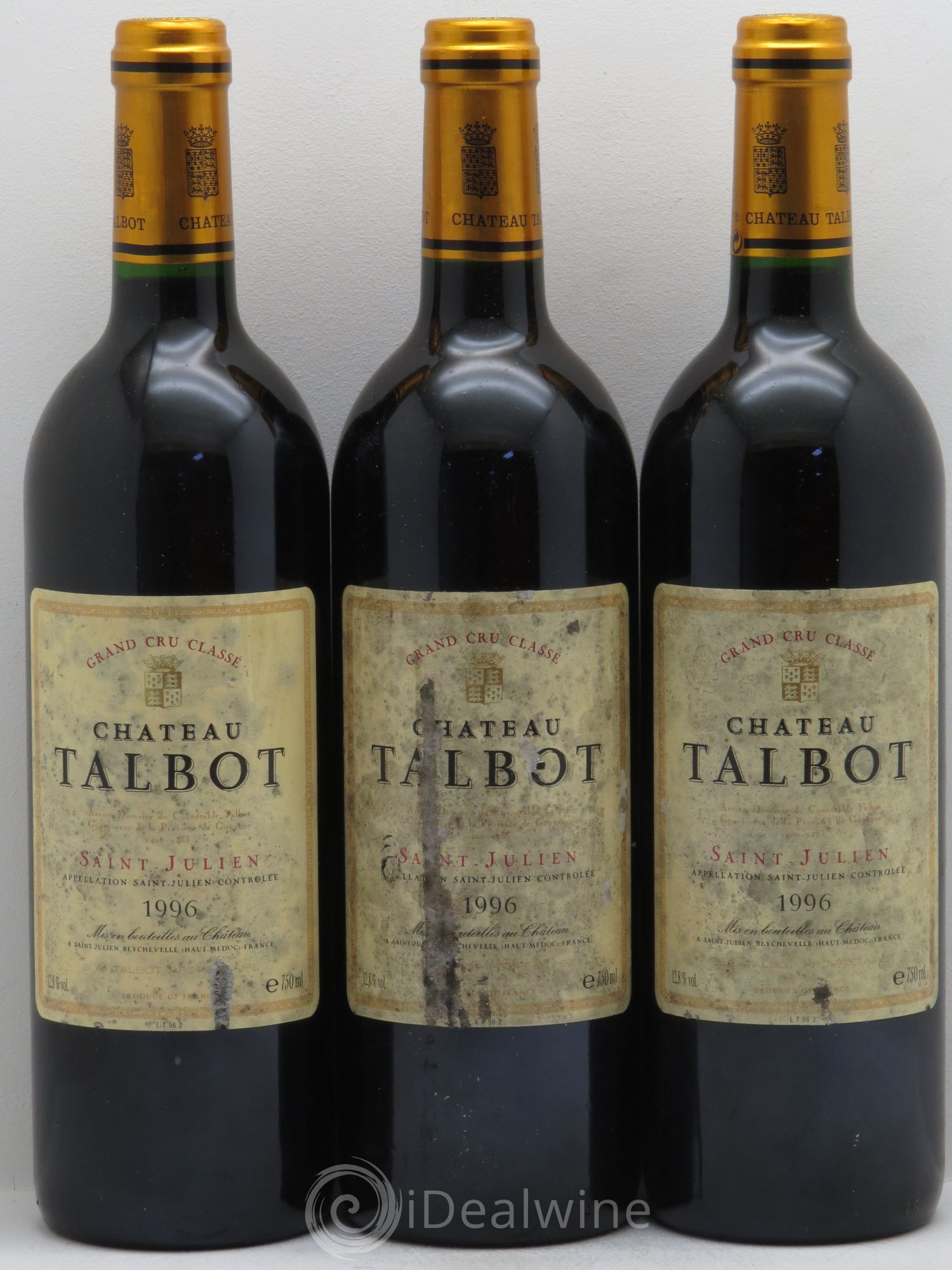 Château Talbot 4ème Grand Cru Classé 1996 - Lot de 3 bouteilles - 0
