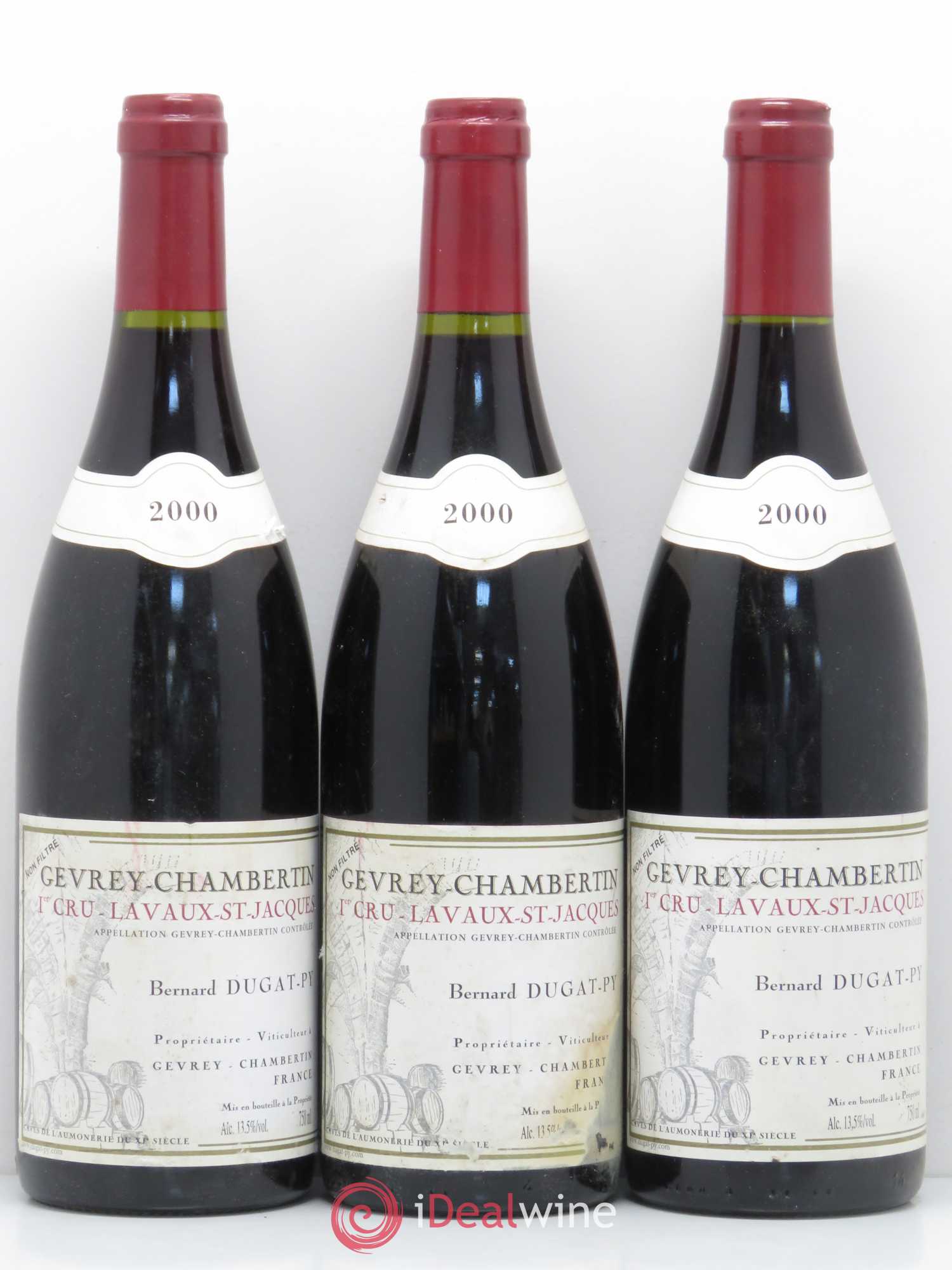 Gevrey-Chambertin 1er Cru Lavaux Saint Jacques Dugat-Py 2000 - Lot de 3 bouteilles - 0