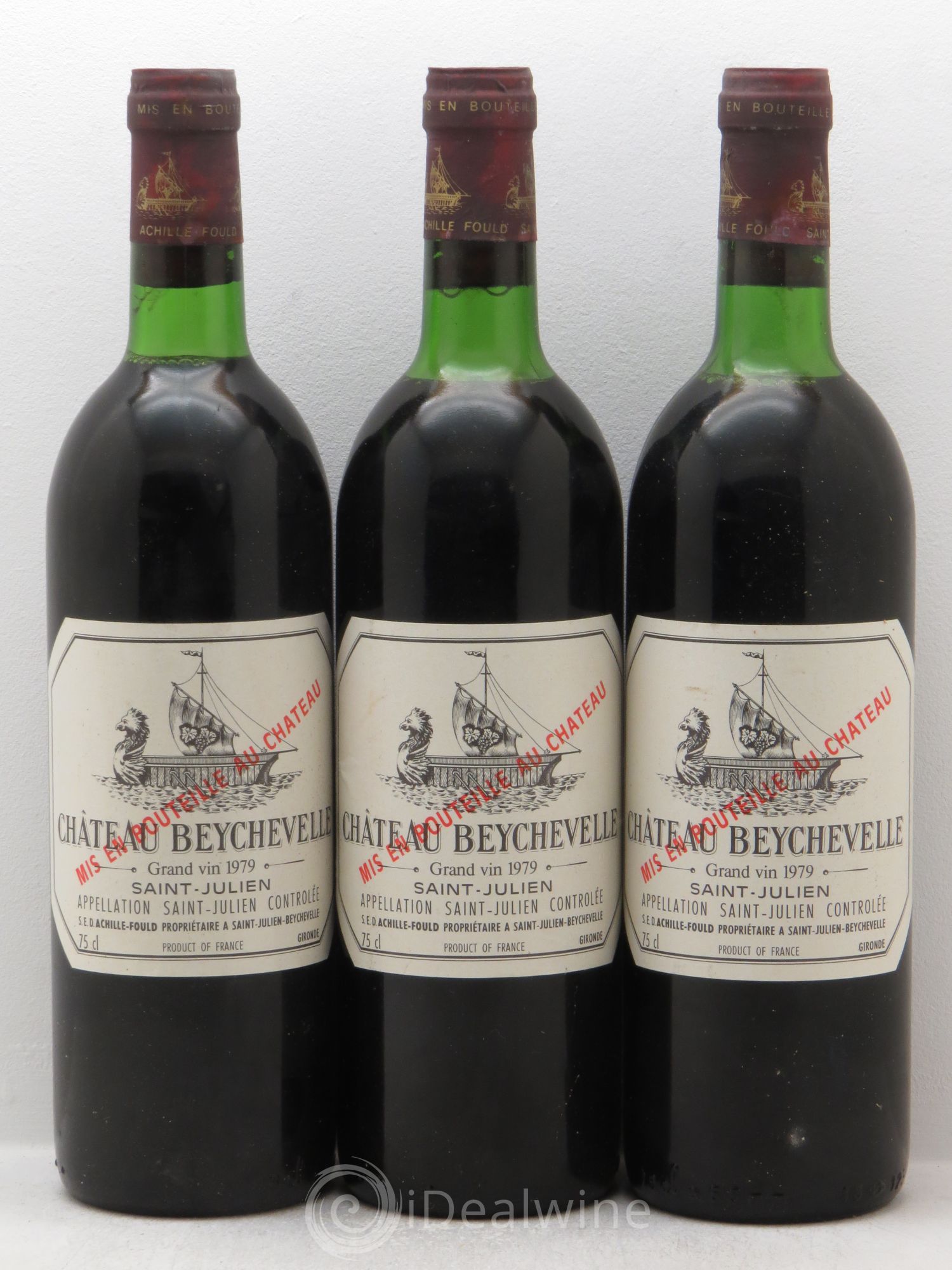 Château Beychevelle 4ème Grand Cru Classé 1979 - Lot de 3 bouteilles - 0