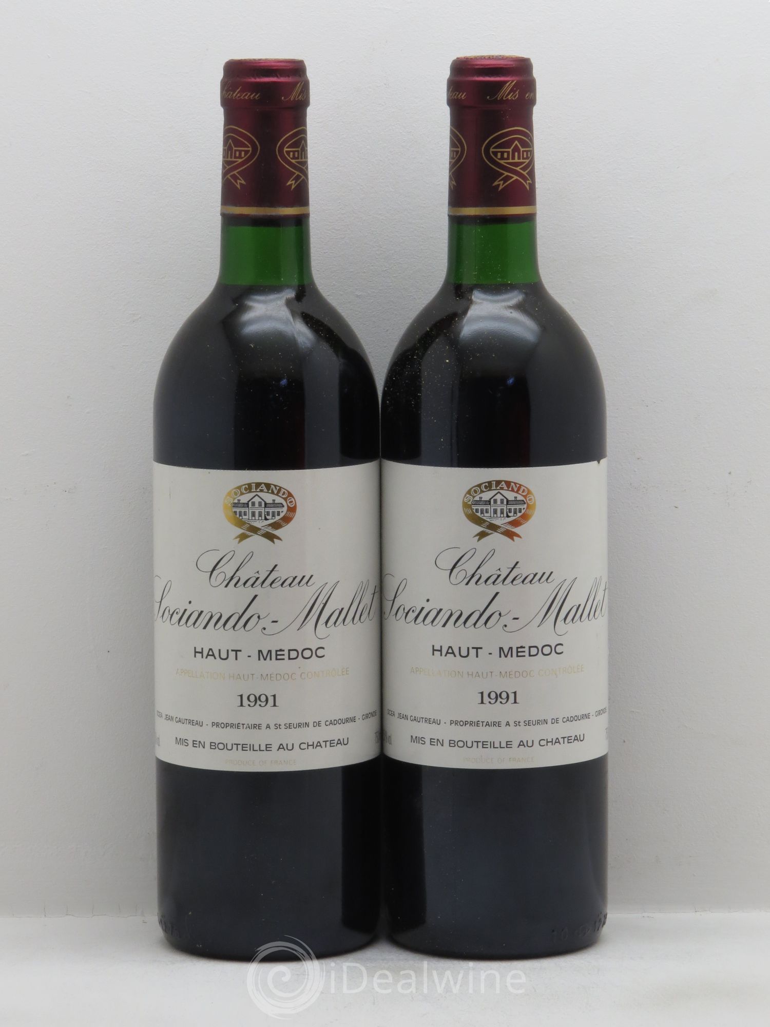 Château Sociando Mallet 1991 - Lot de 2 bouteilles - 0