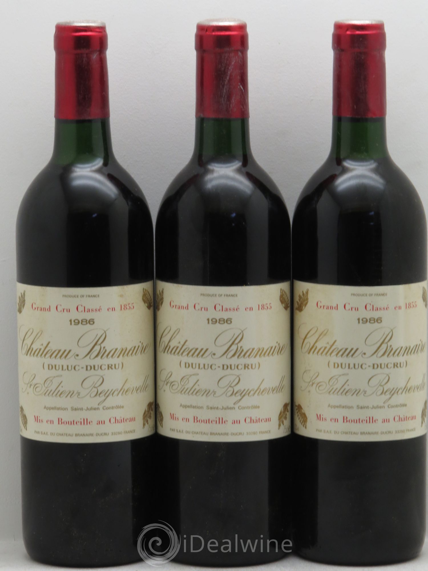 Château Branaire Ducru 4ème Grand Cru Classé 1986 - Lot de 3 bouteilles - 0
