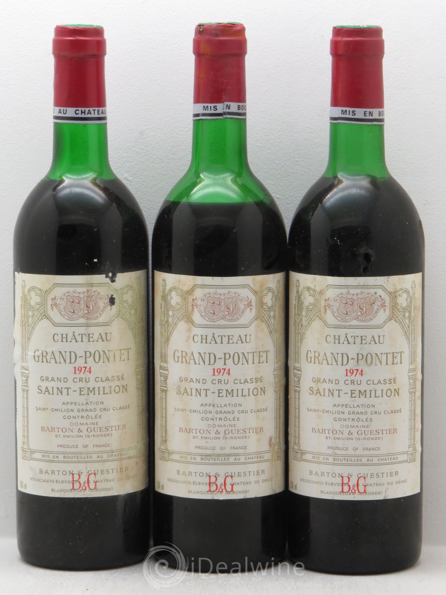 Château Grand Pontet Grand Cru Classé 1974 - Lot de 3 bouteilles - 0