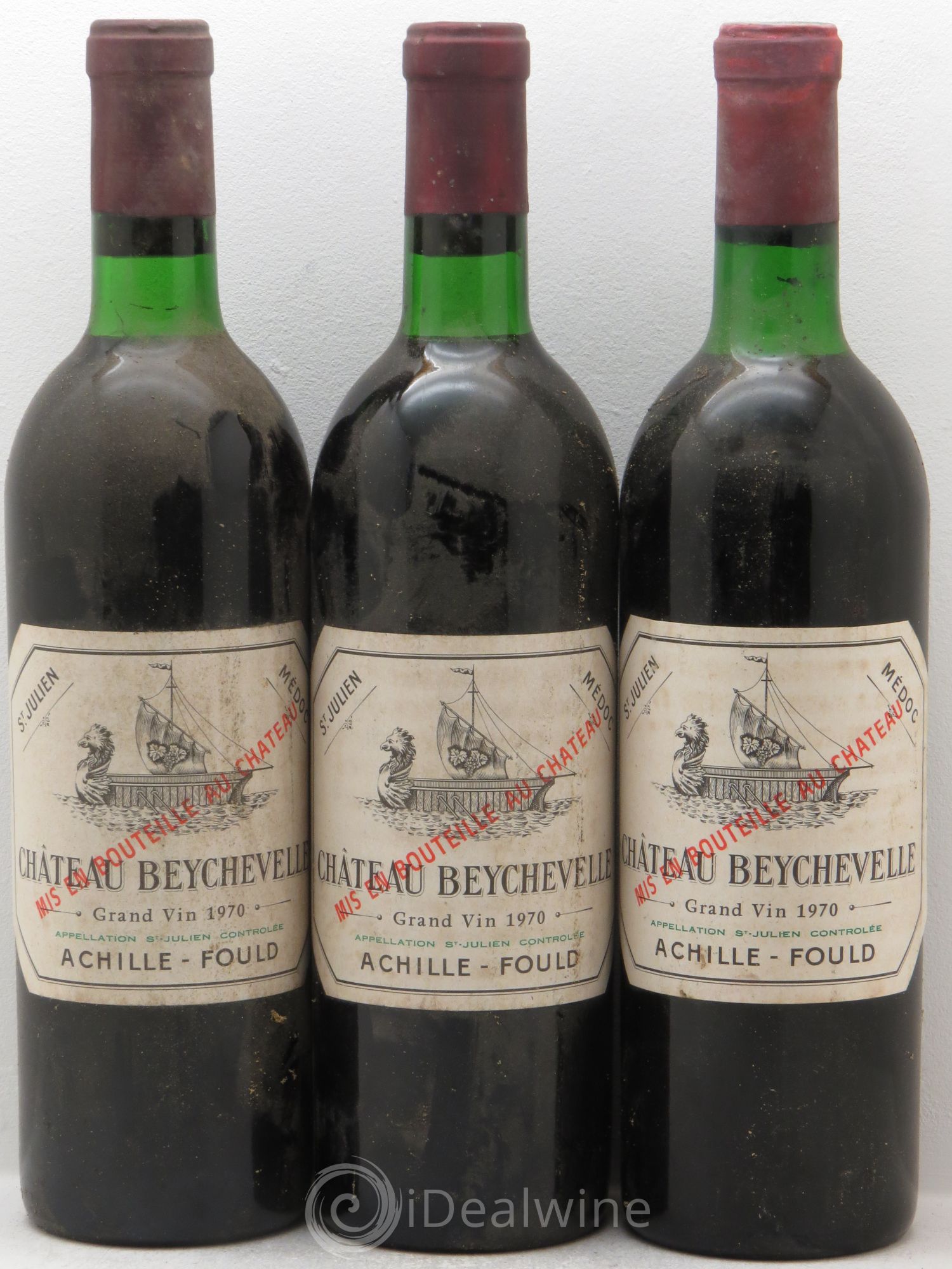 Château Beychevelle 4ème Grand Cru Classé 1970 - Lot de 3 bouteilles - 0