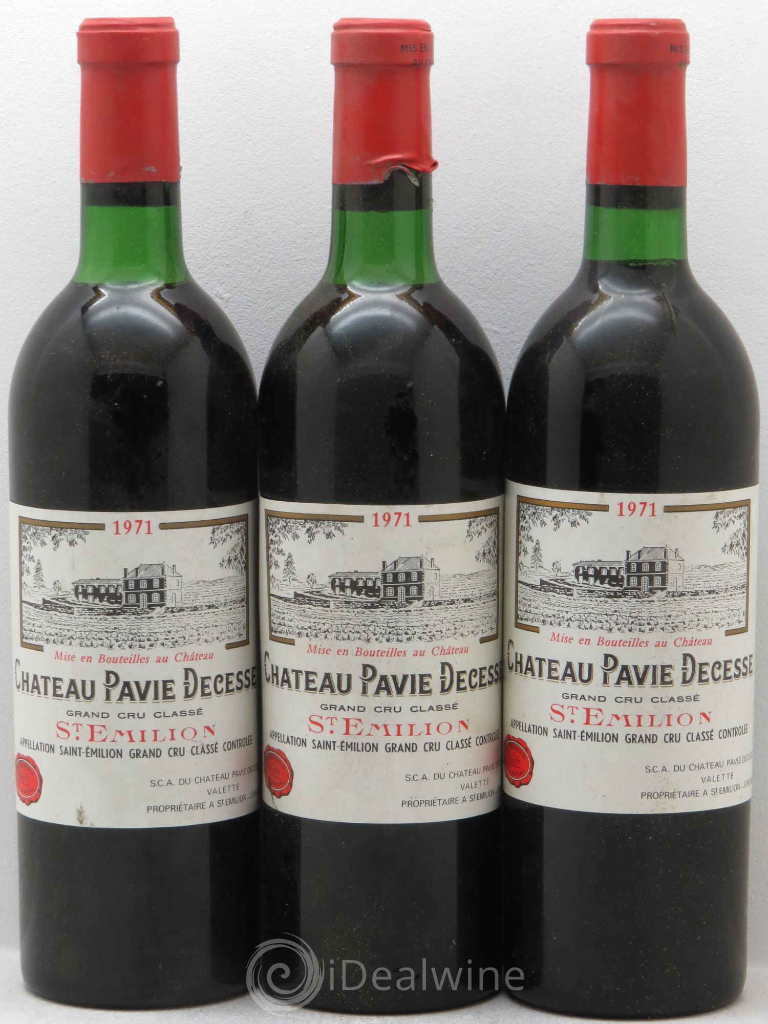 Château Pavie Decesse Grand Cru Classé 1971 - Lot de 3 bouteilles - 0