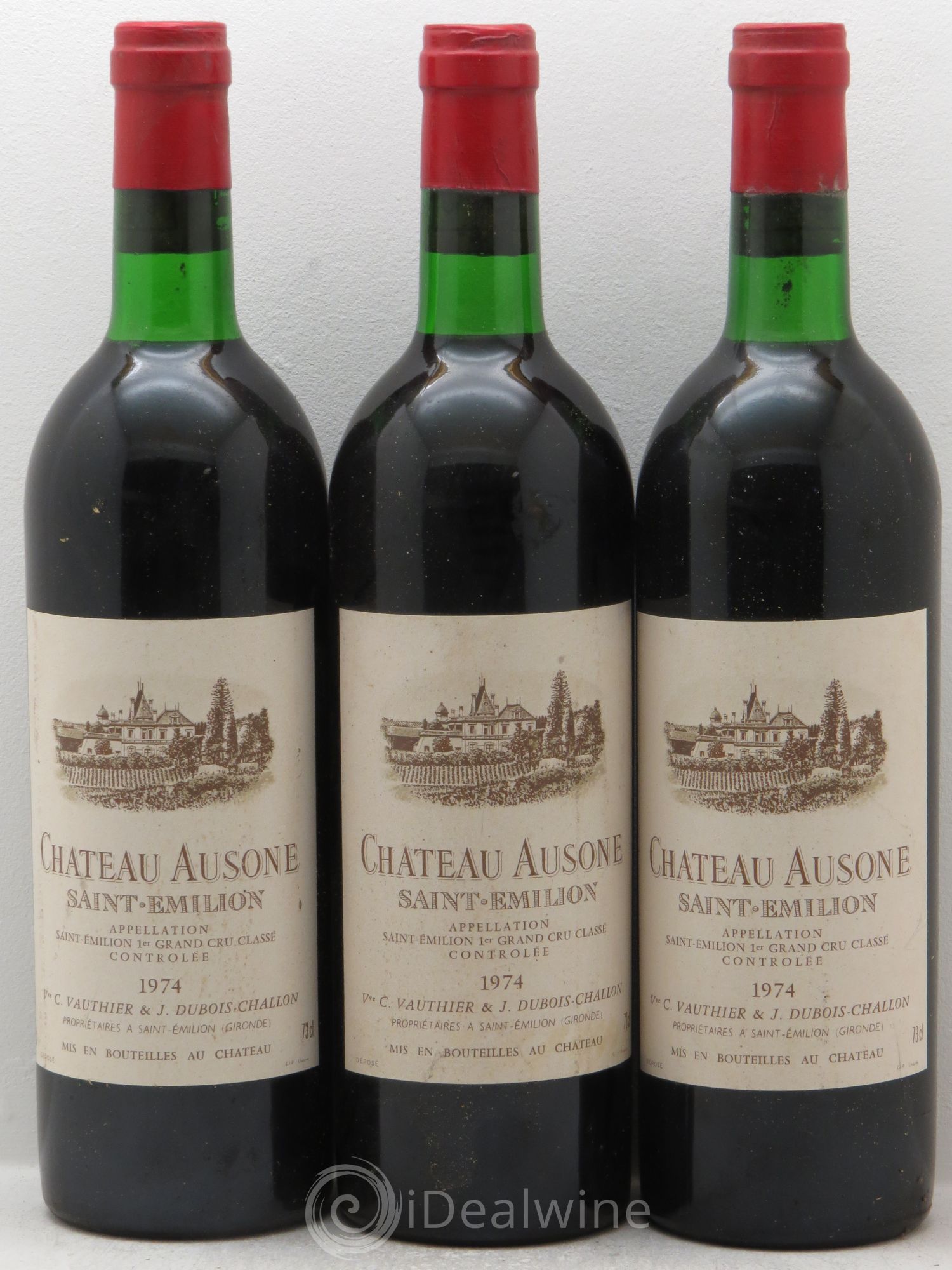 Château Ausone 1er Grand Cru Classé A (73cl) 1974 - Lot de 3 bouteilles - 0