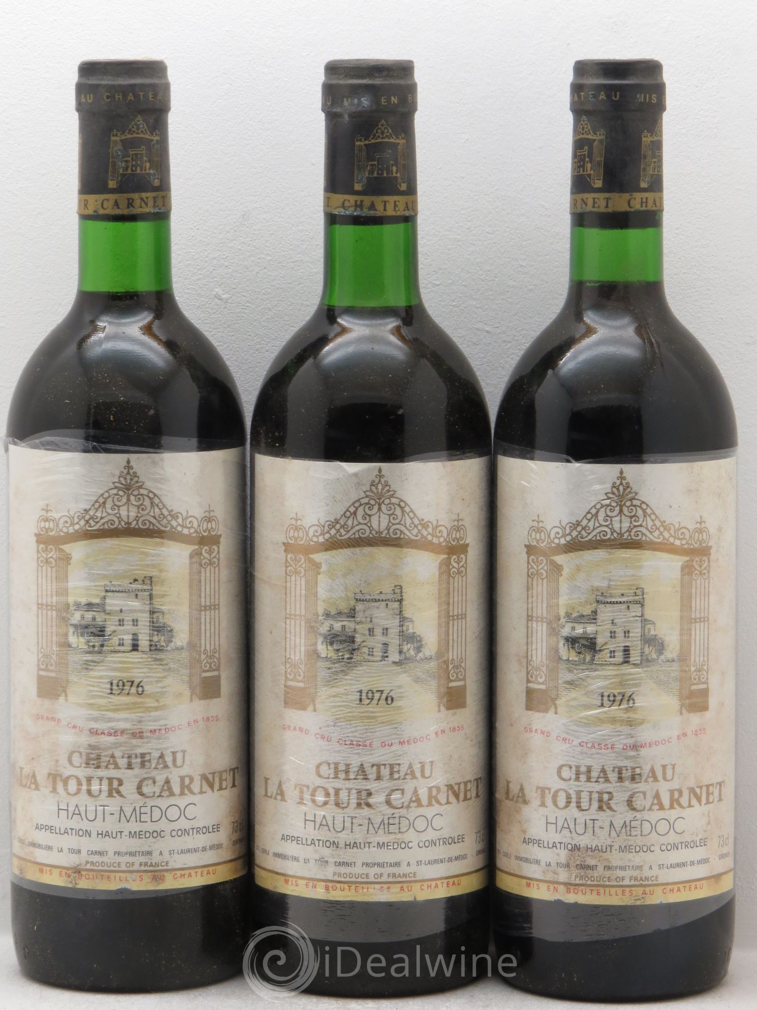 Château la Tour Carnet 4ème Grand Cru Classé 1976 - Lot de 3 bouteilles - 0