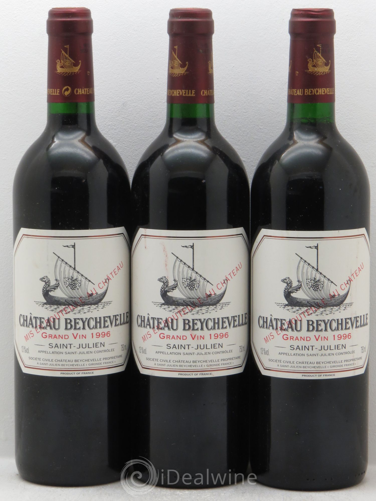 Château Beychevelle 4ème Grand Cru Classé 1996 - Lot de 3 bouteilles - 0