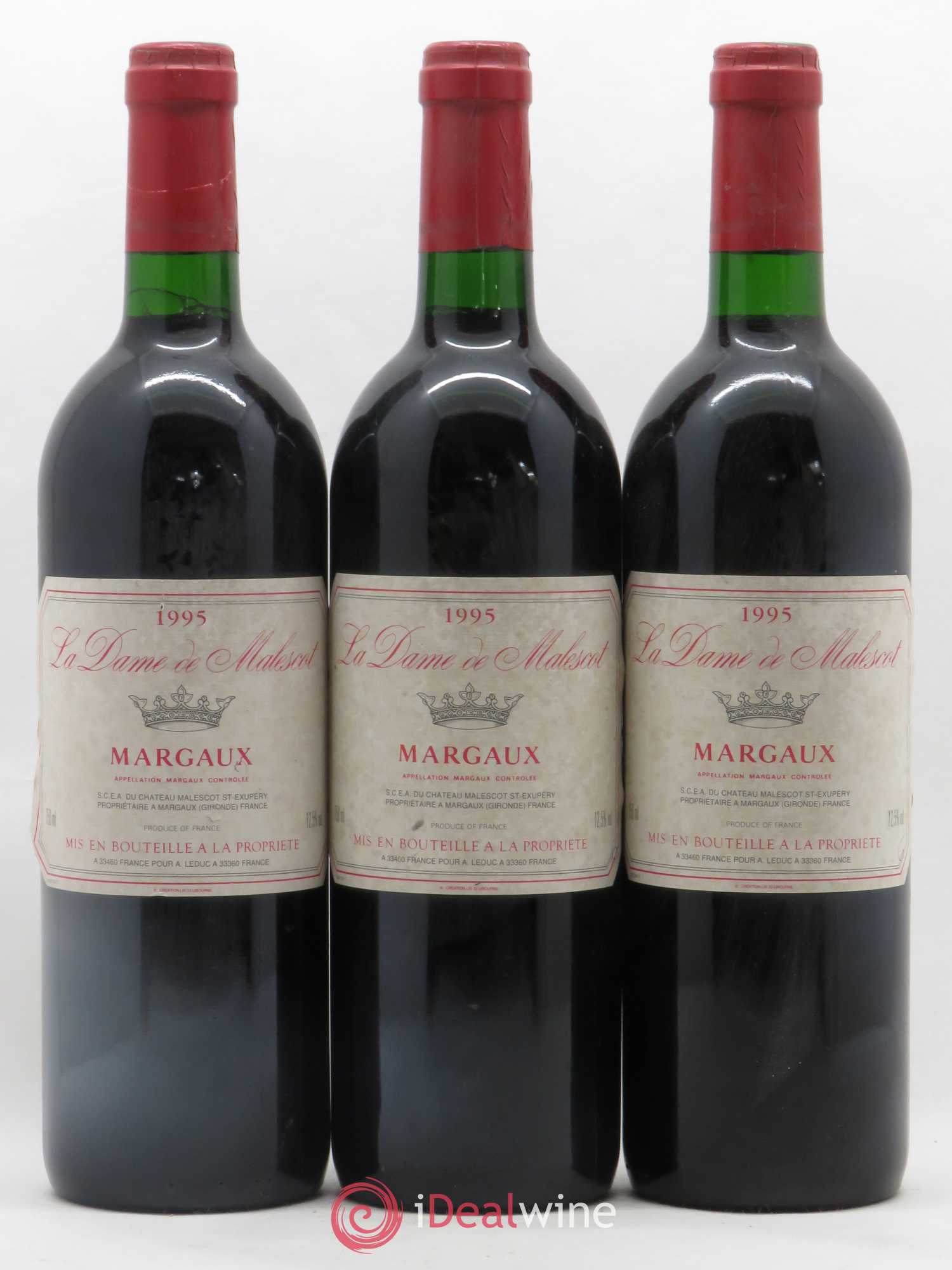 La Dame de Malescot 1995 - Lot de 3 bouteilles - 0