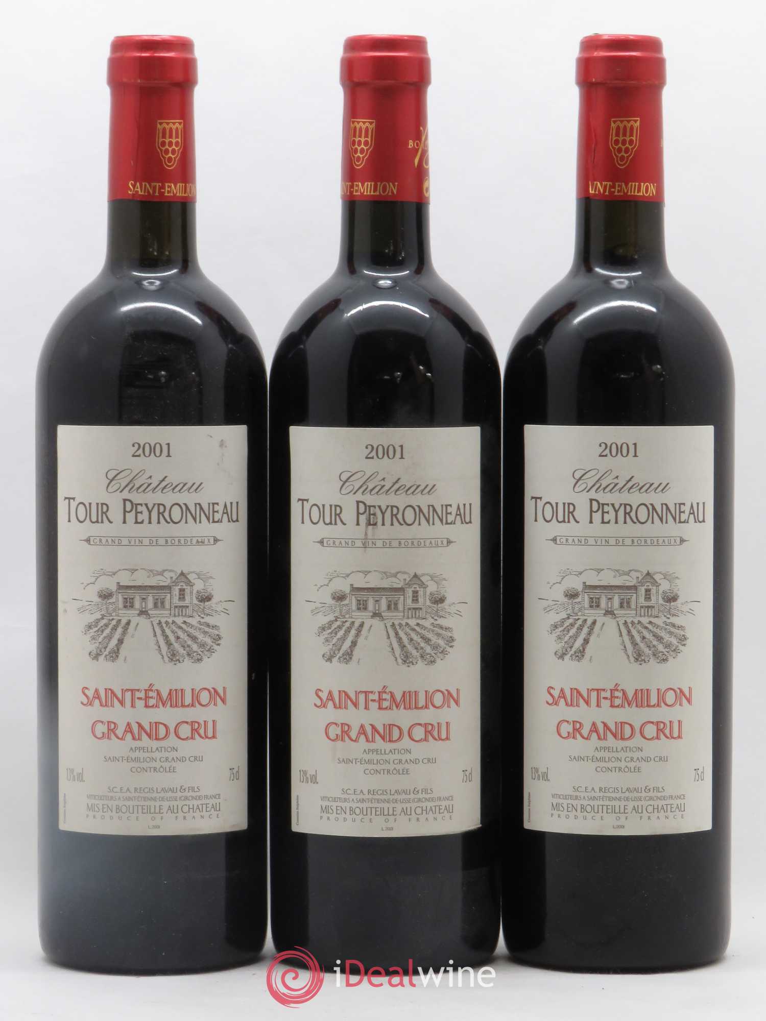 Saint-Émilion grand cru Chateau Tour Peyronneau 2001 - Posten von 3 Flaschen - 0