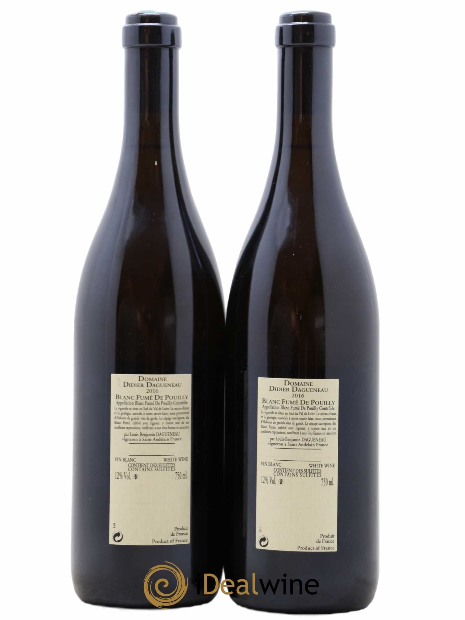 Pouilly-Fumé Blanc Fumé de Pouilly Dagueneau (Domaine Didier - Louis-Benjamin) 2016 - Lot de 2 bouteilles - 1