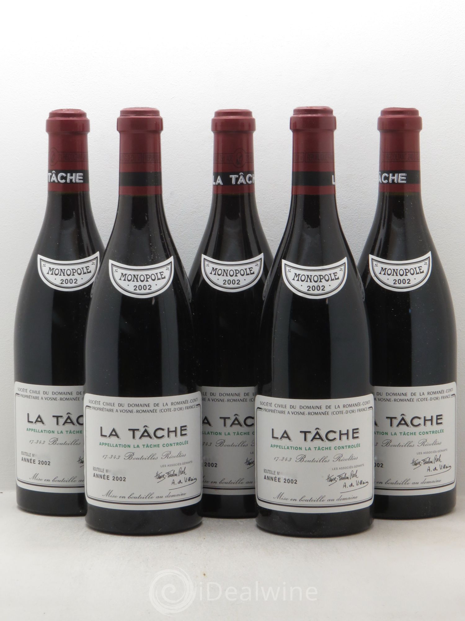 La Tâche Grand Cru Domaine de la Romanée-Conti 2002 - Lot de 5 bouteilles - 0