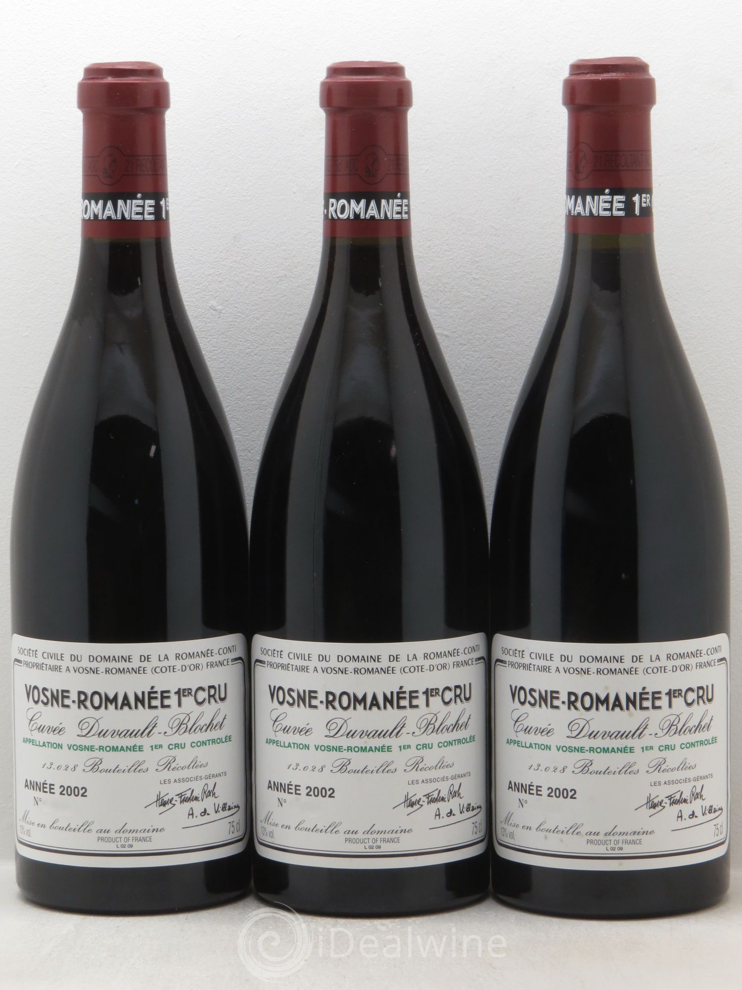 Vosne-Romanée 1er Cru Cuvée Duvault Blochet Domaine de la Romanée-Conti 2002 - Lot de 3 bouteilles - 0