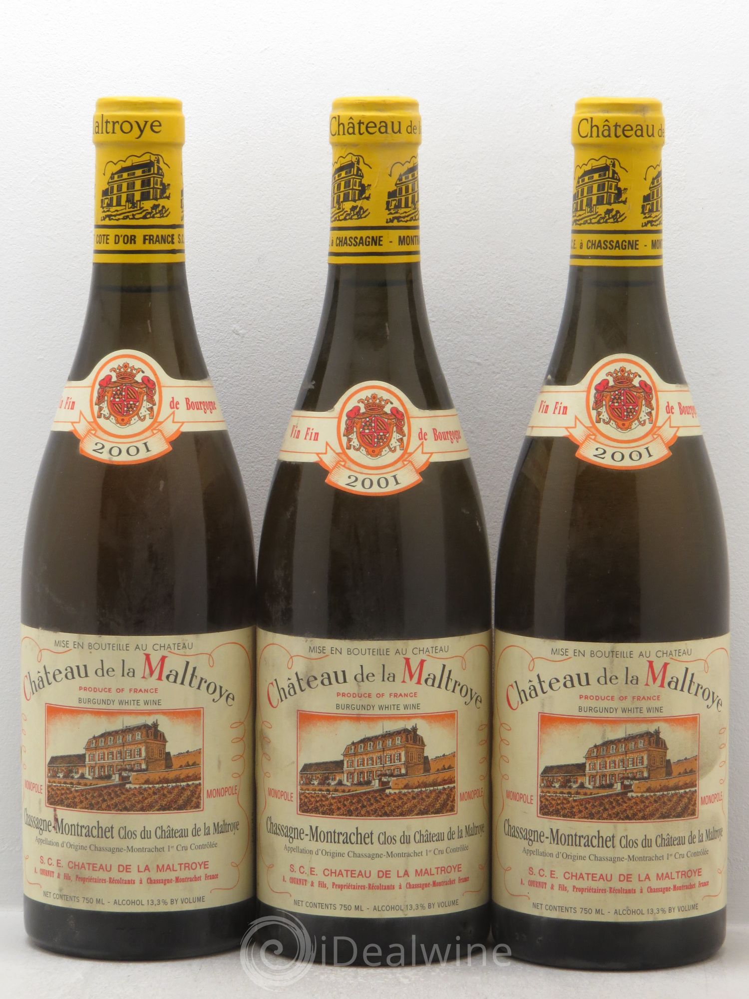 Chassagne-Montrachet 1er Cru Clos du Château de la Maltroye (sans prix de réserve-no reserve) 2001 - Posten von 3 Flaschen - 0