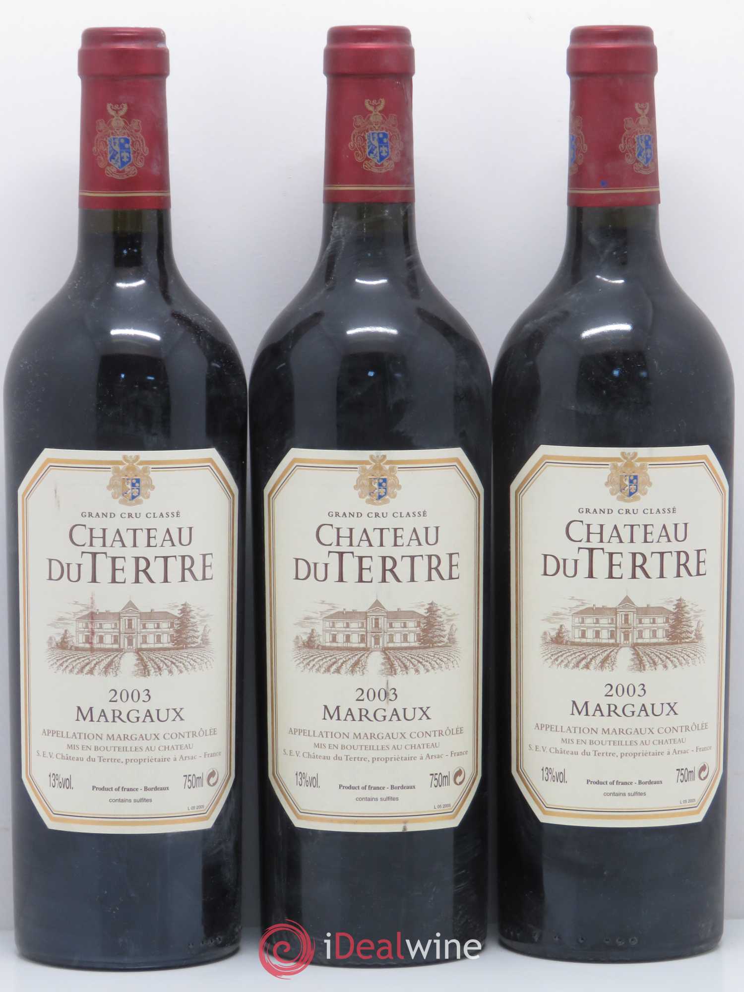 Château du Tertre 5ème Grand Cru Classé 2003 - Lot de 3 bouteilles - 0