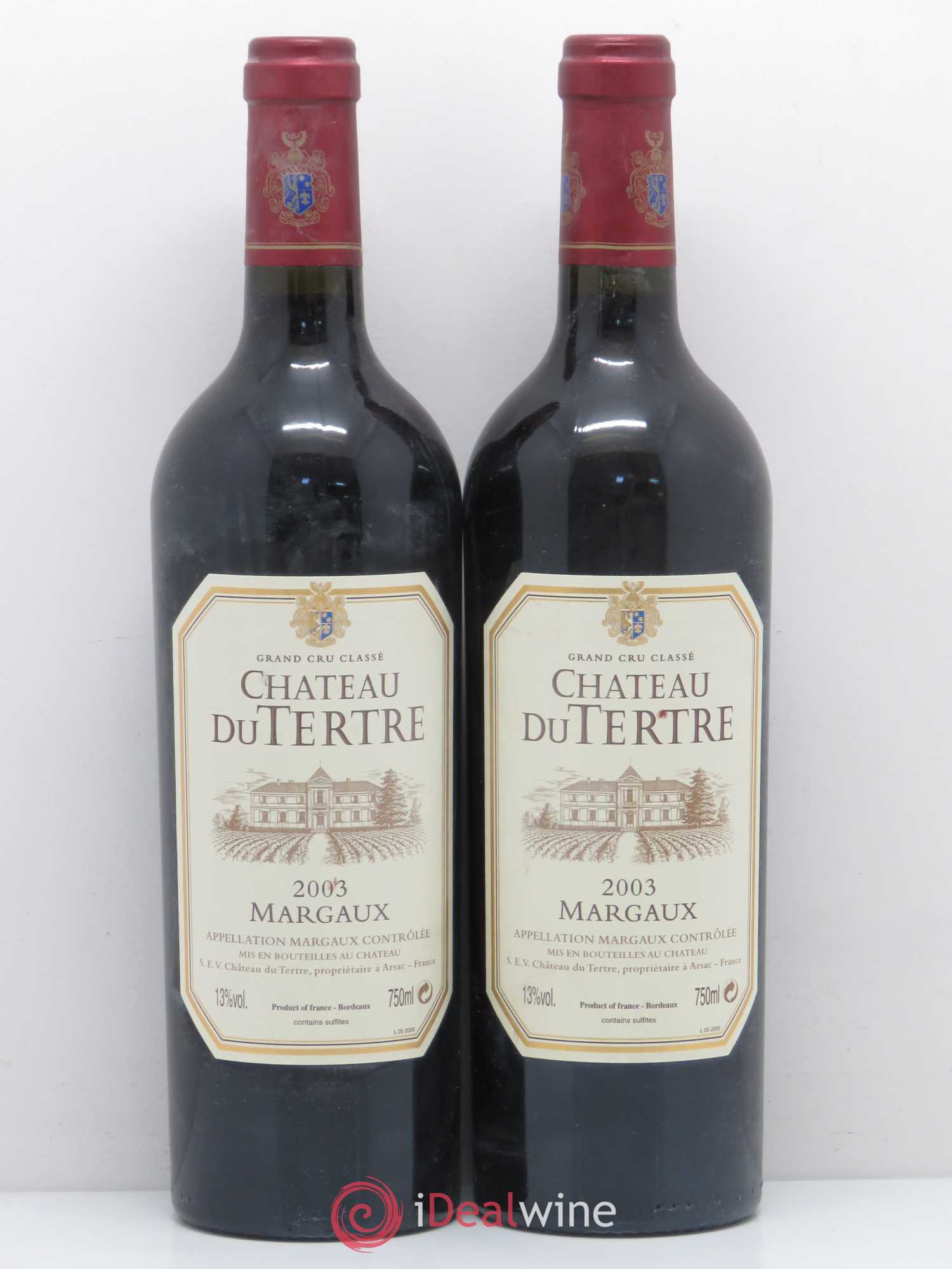 Château du Tertre 5ème Grand Cru Classé 2003 - Lot de 2 bouteilles - 0