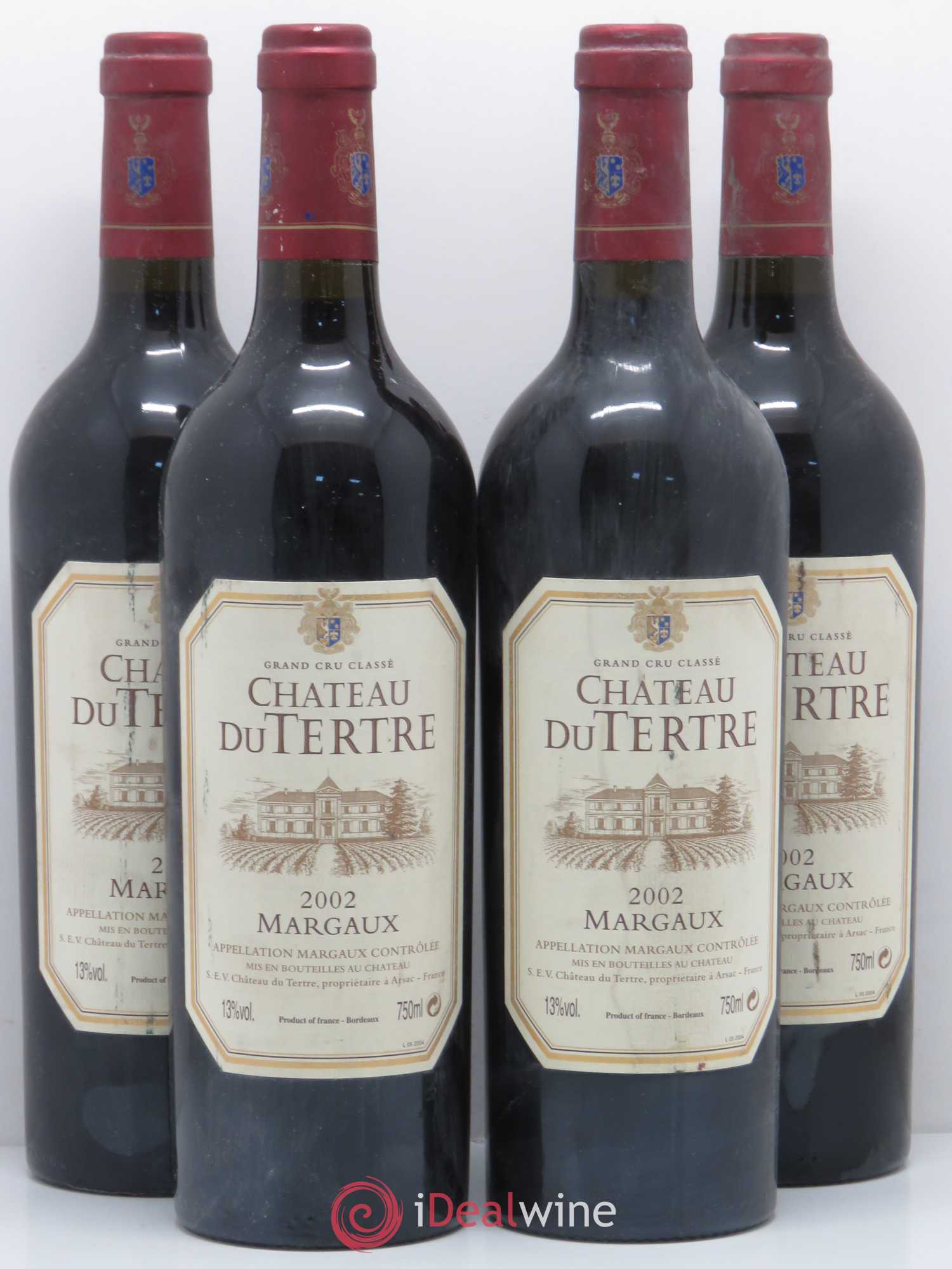 Château du Tertre 5ème Grand Cru Classé 2002 - Lot de 4 bouteilles - 0