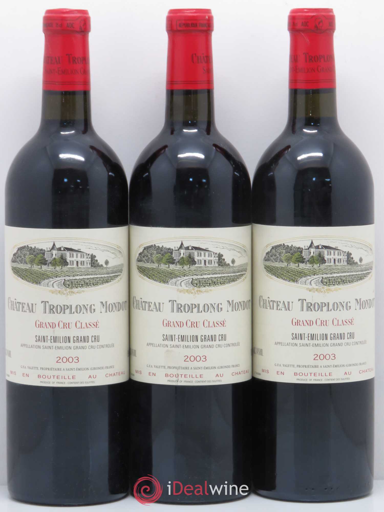 Château Troplong Mondot 1er Grand Cru Classé B 2003 - Lot de 6 bouteilles - 1