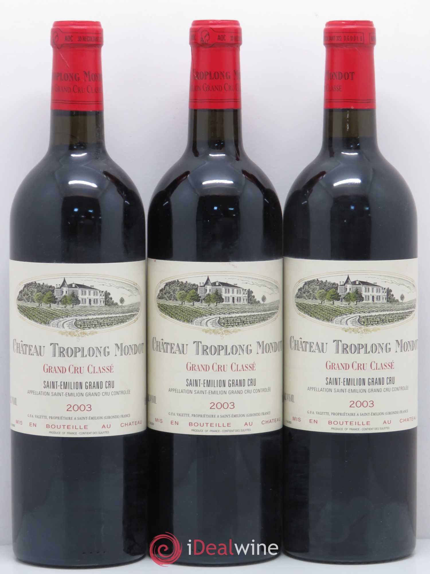 Château Troplong Mondot 1er Grand Cru Classé B 2003 - Lot de 6 bouteilles - 2