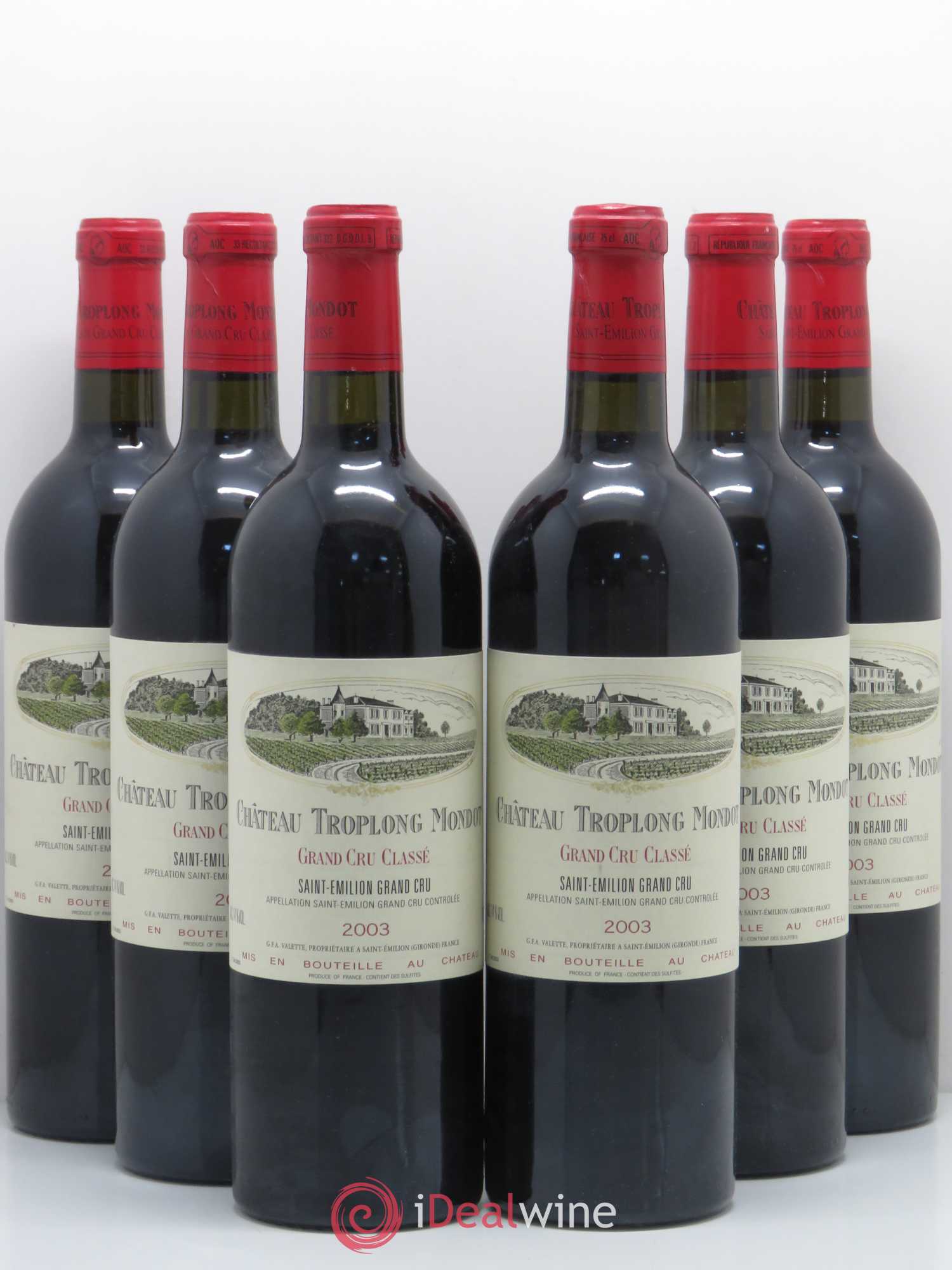 Château Troplong Mondot 1er Grand Cru Classé B 2003 - Lot de 6 bouteilles - 0