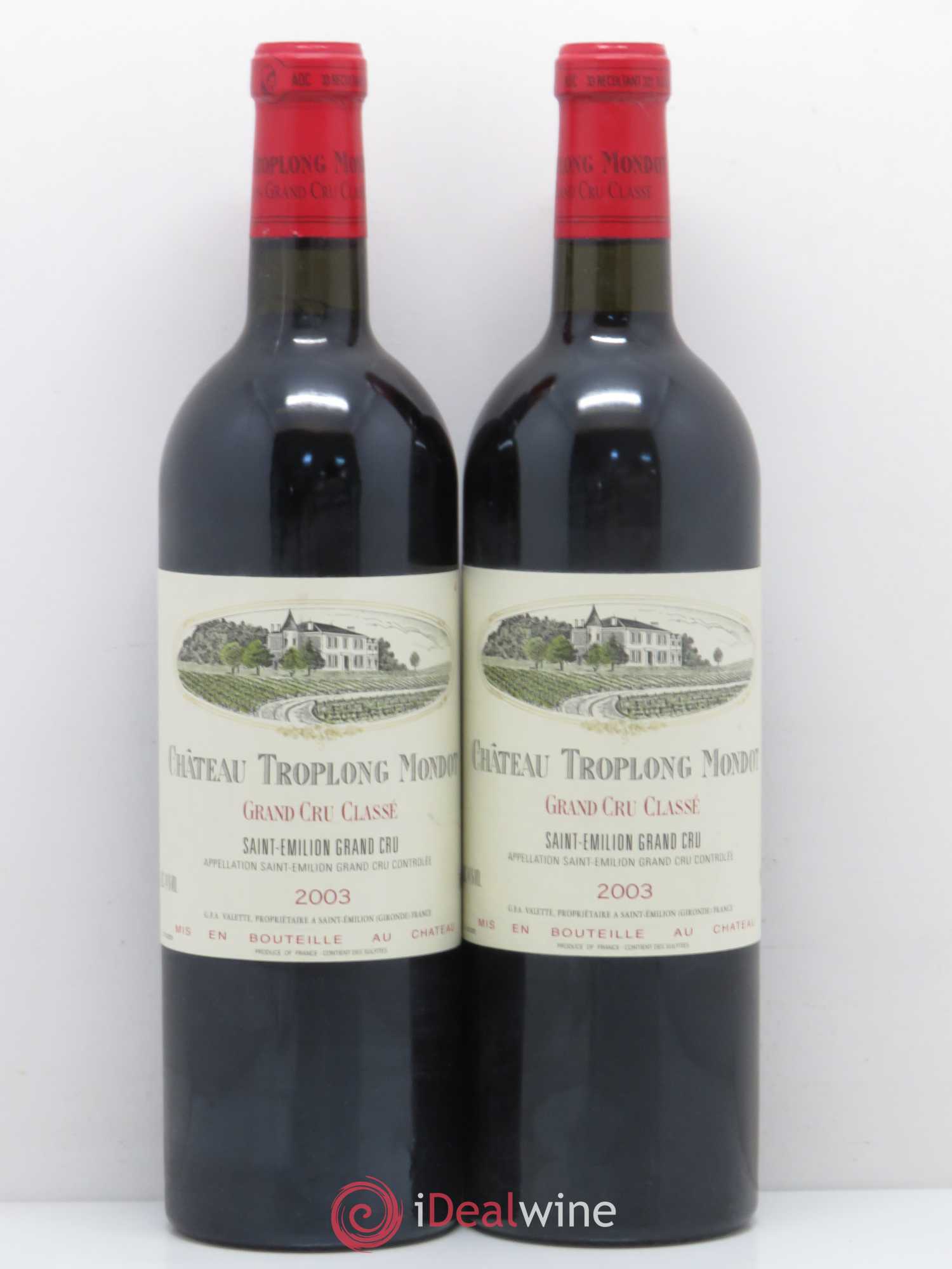 Château Troplong Mondot 1er Grand Cru Classé B 2003 - Lot de 2 bouteilles - 0