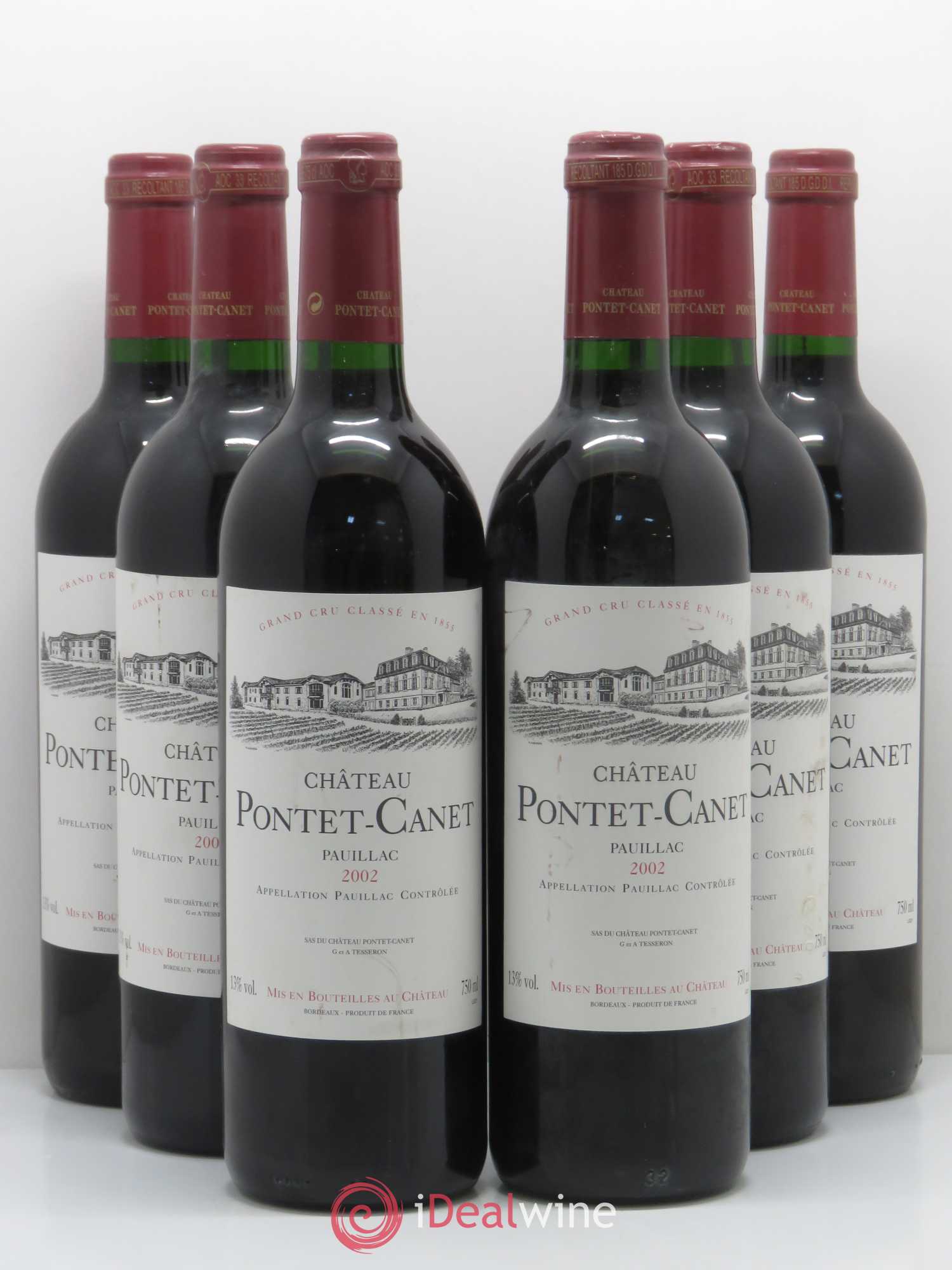 Château Pontet Canet 5ème Grand Cru Classé 2002 - Lot de 6 bouteilles - 0