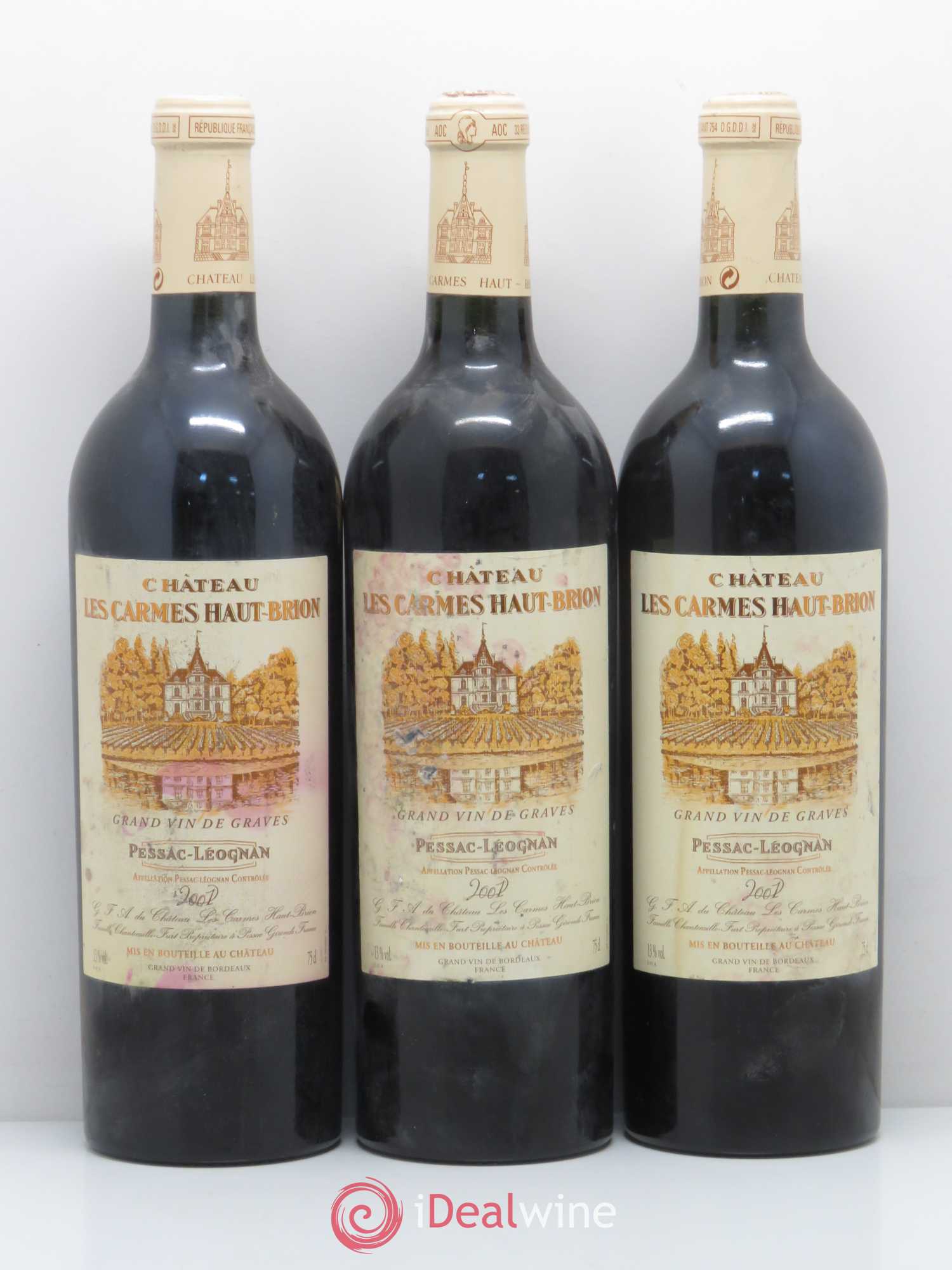Château Les Carmes Haut-Brion 2001 - Lot de 3 bouteilles - 0