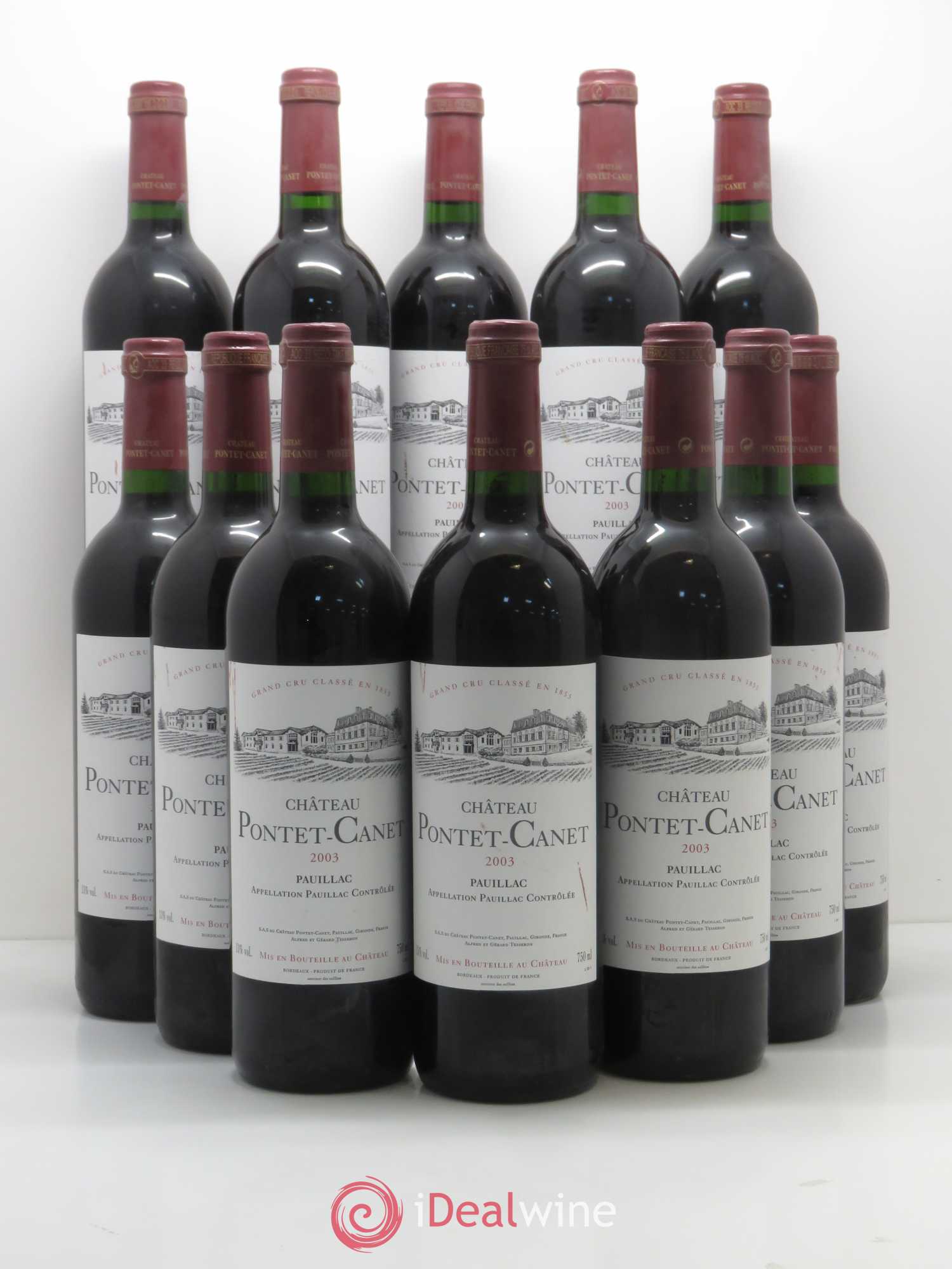 Château Pontet Canet 5ème Grand Cru Classé 2003 - Lot de 12 bouteilles - 0