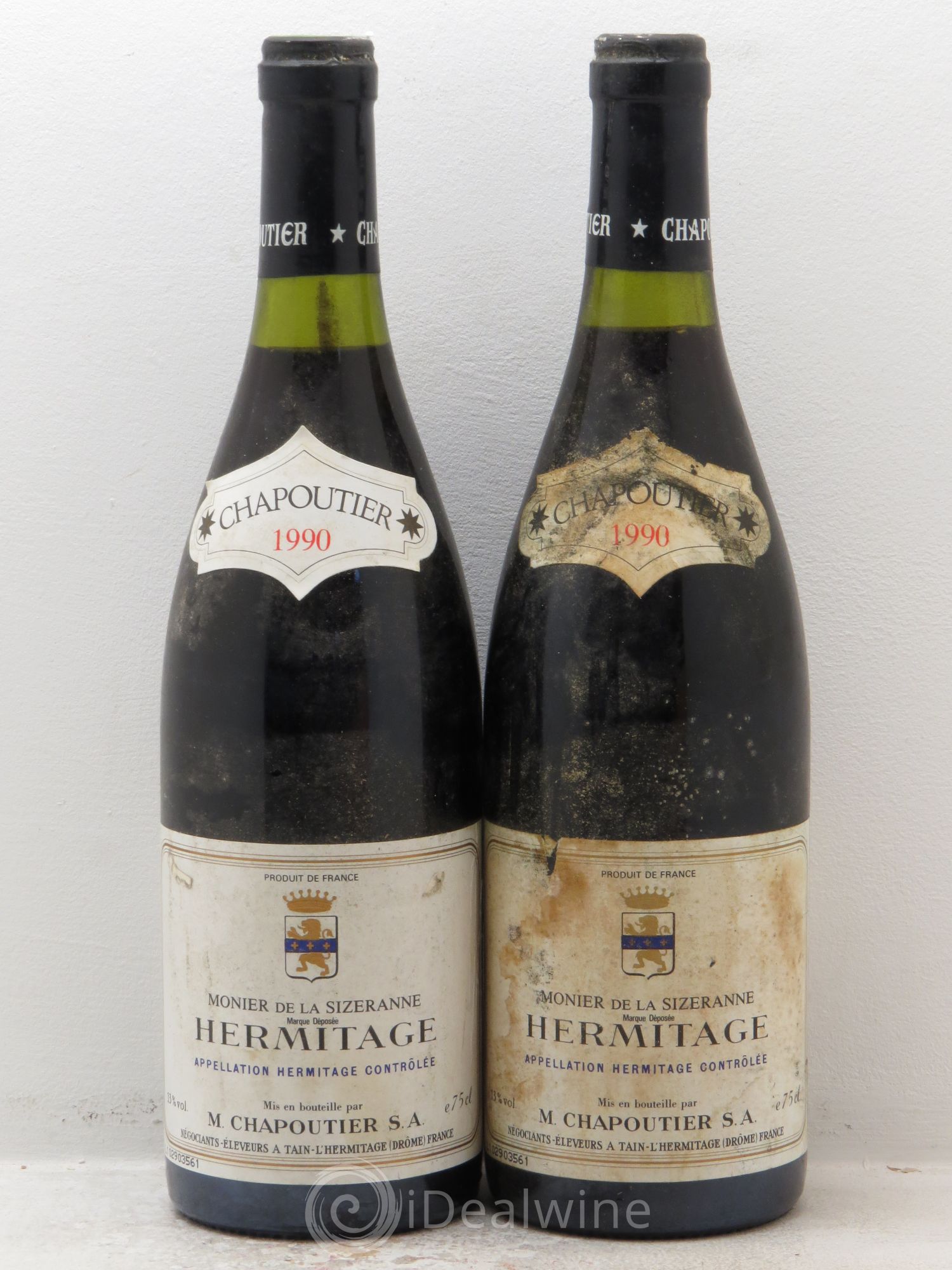 Hermitage Monier de La Sizeranne Chapoutier (sans prix de réserve) 1990 - Lot de 2 bouteilles - 0