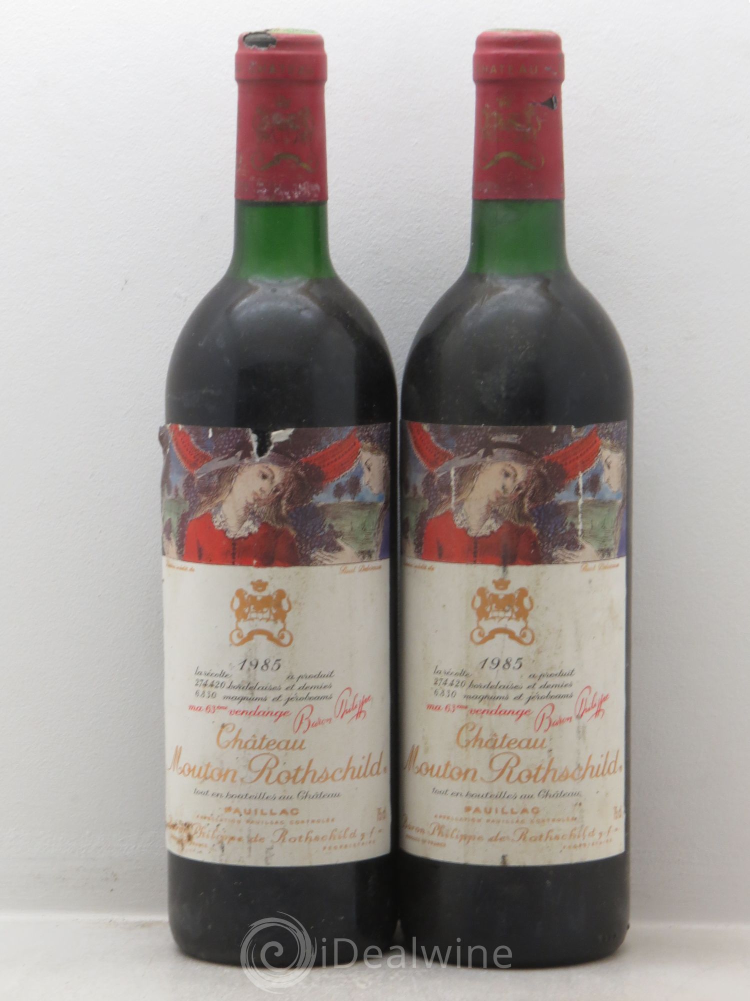Château Mouton Rothschild 1er Grand Cru Classé 1985 - Lot de 2 bouteilles - 0