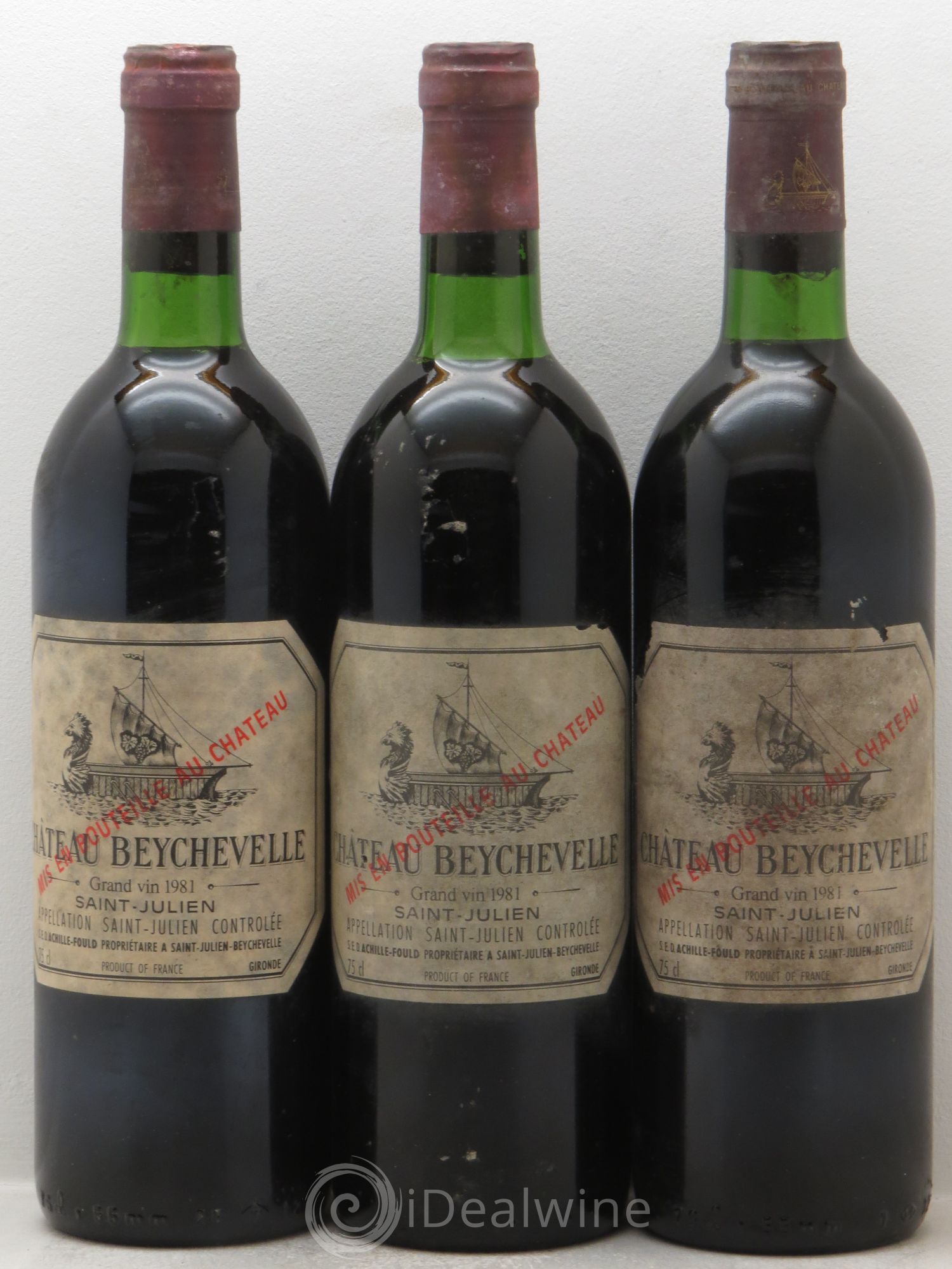 Château Beychevelle 4ème Grand Cru Classé 1981 - Lot de 3 bouteilles - 0