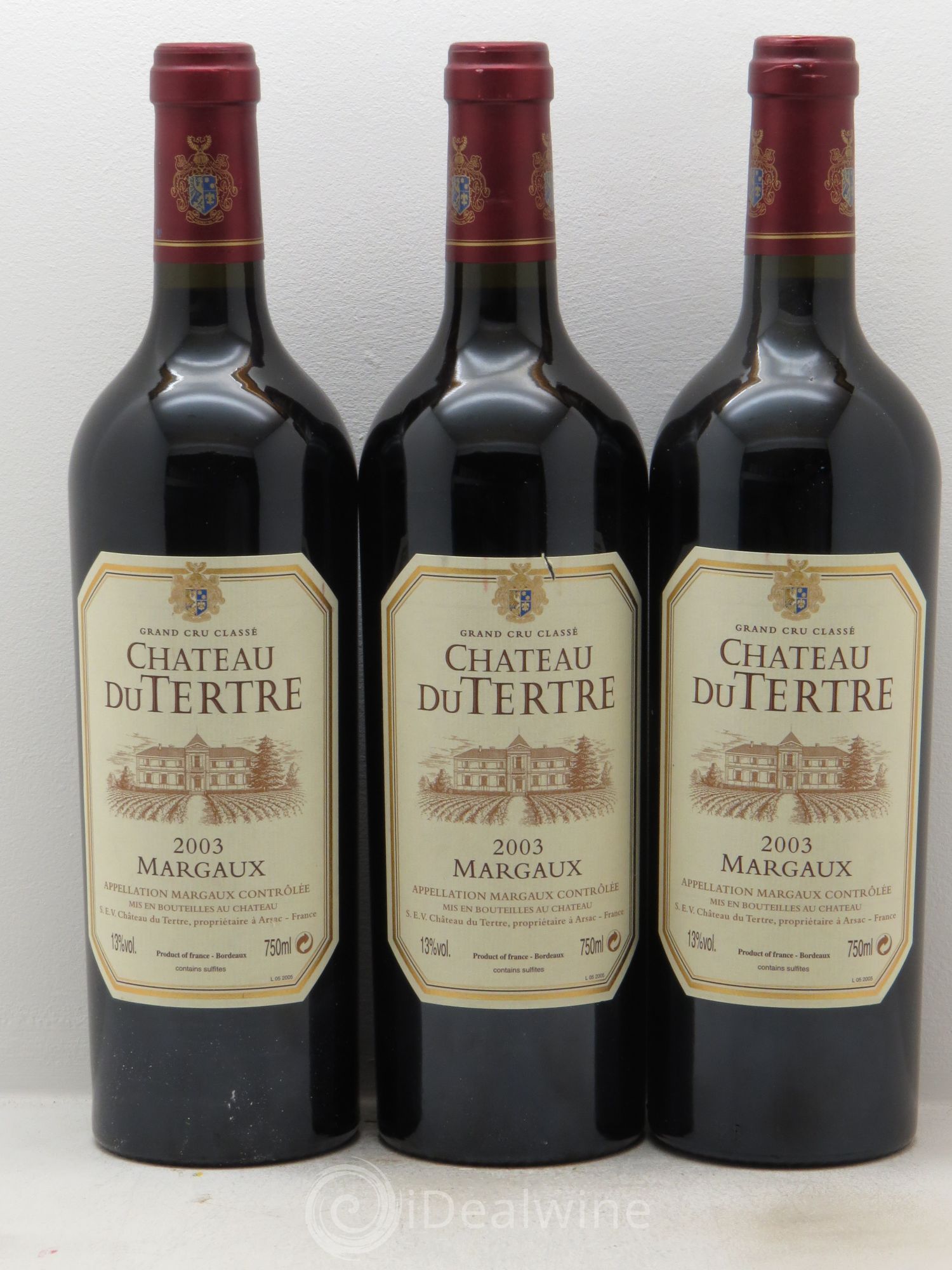 Château du Tertre 5ème Grand Cru Classé 2003 - Lot de 3 bouteilles - 0