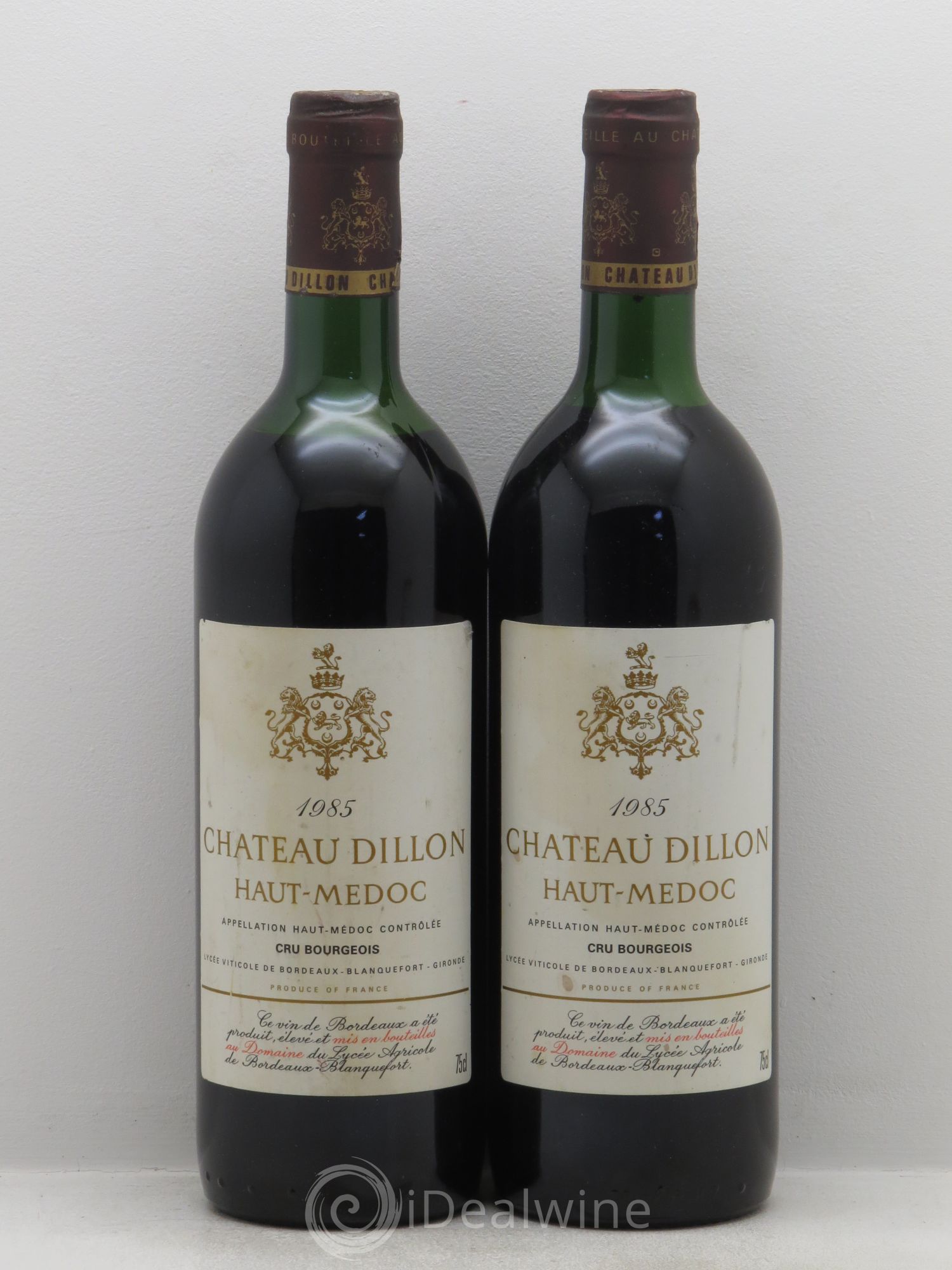Château Dillon Cru Bourgeois 1985 - Lot de 2 bouteilles - 0