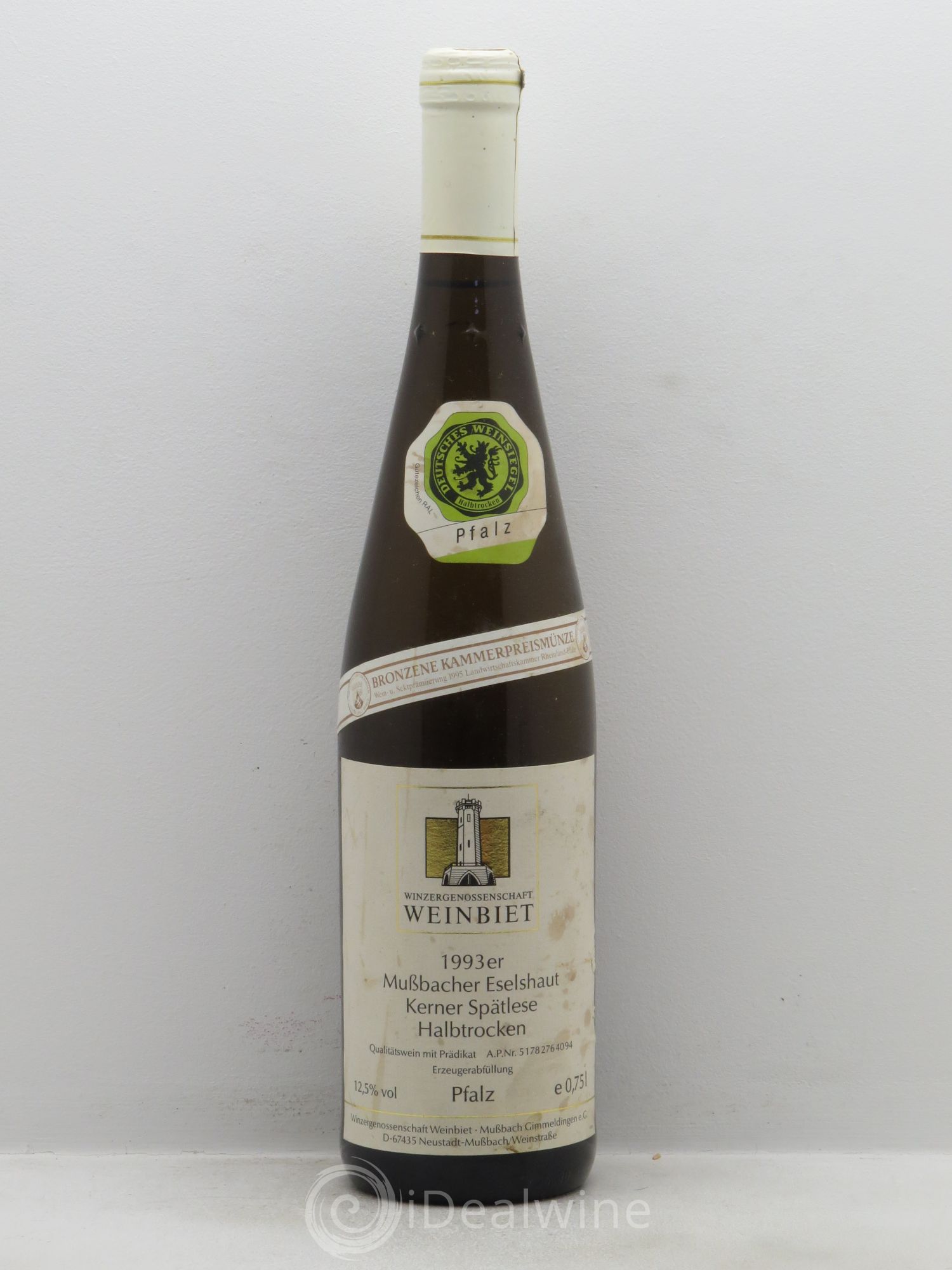 Allemagne Rheingau Domaine Winzergenossenschaft Weinbiet "Mussbacher Eselshaut" Kerner Spatese Pfalz 1993 - Posten von 1 Flasche - 0