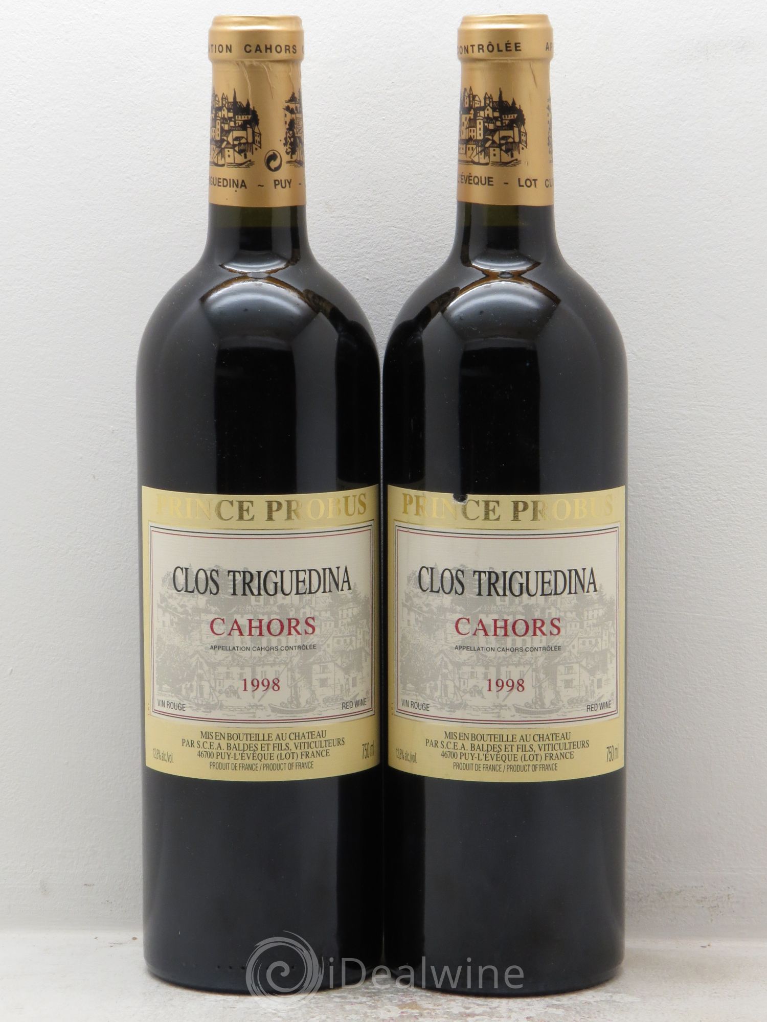 Cahors Clos Triguedina Probus Jean-Luc Baldès 1998 - Lot de 2 bouteilles - 0