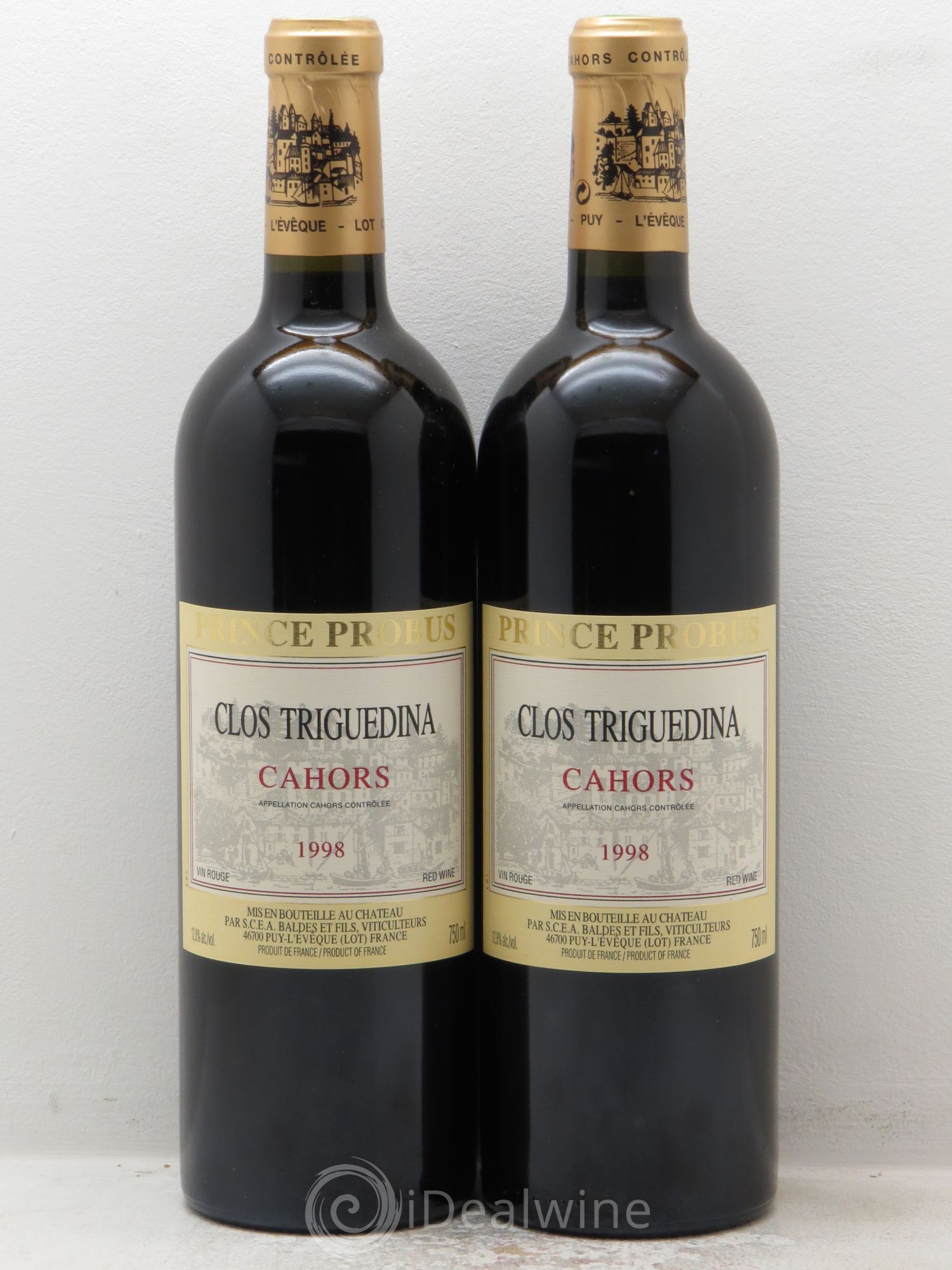 Cahors Clos Triguedina Probus Jean-Luc Baldès 1998 - Lot de 2 bouteilles - 0