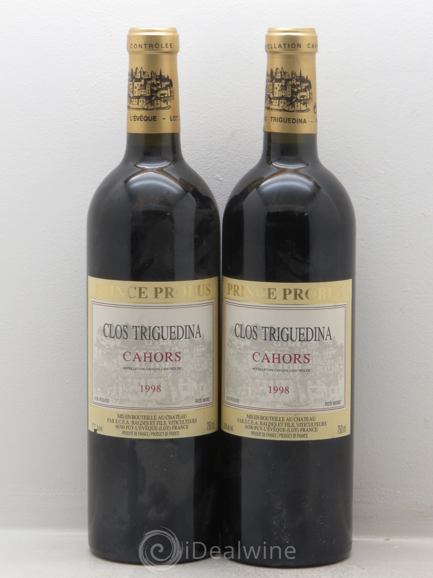 Cahors Clos Triguedina Probus Jean-Luc Baldès 1998 - Lot de 2 bouteilles - 0