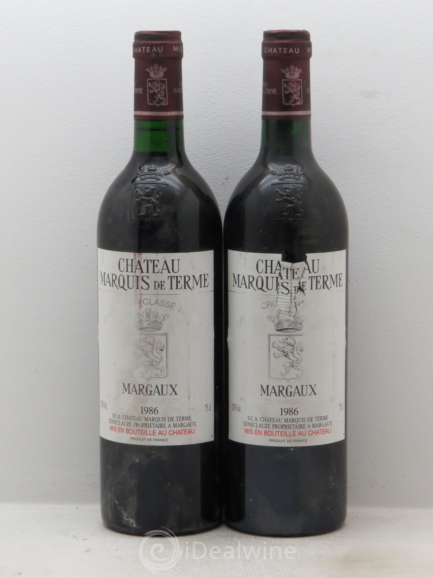 Château Marquis de Terme 4ème Grand Cru Classé 1986 - Lot de 2 bouteilles - 0