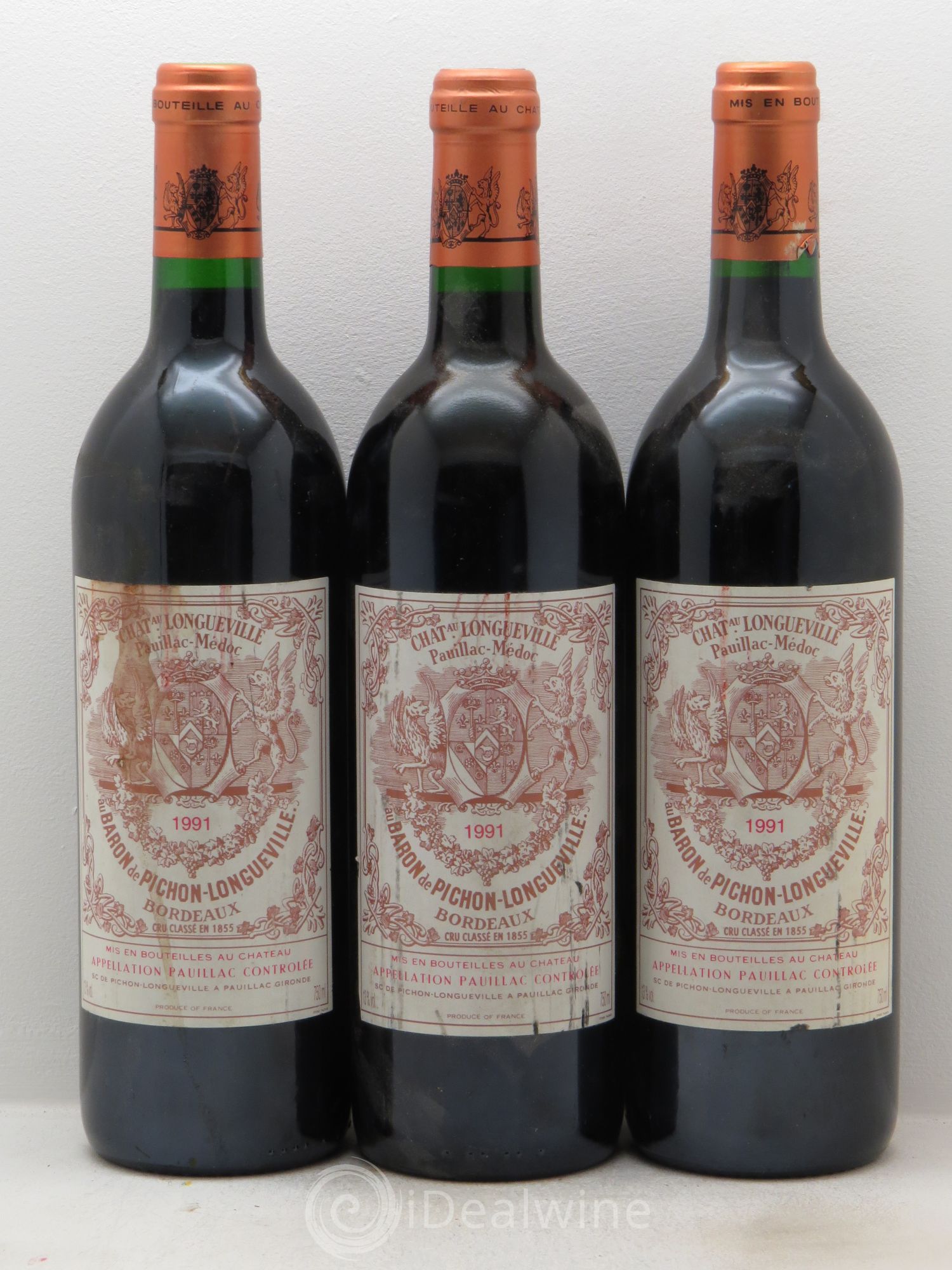 Pichon Longueville Baron 2ème Grand Cru Classé 1991 - Lot de 3 bouteilles - 0