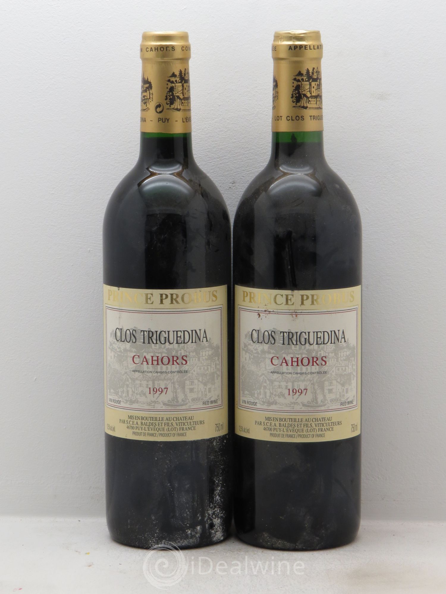 Cahors Clos Triguedina Probus Jean-Luc Baldès 1997 - Lot de 2 bouteilles - 0