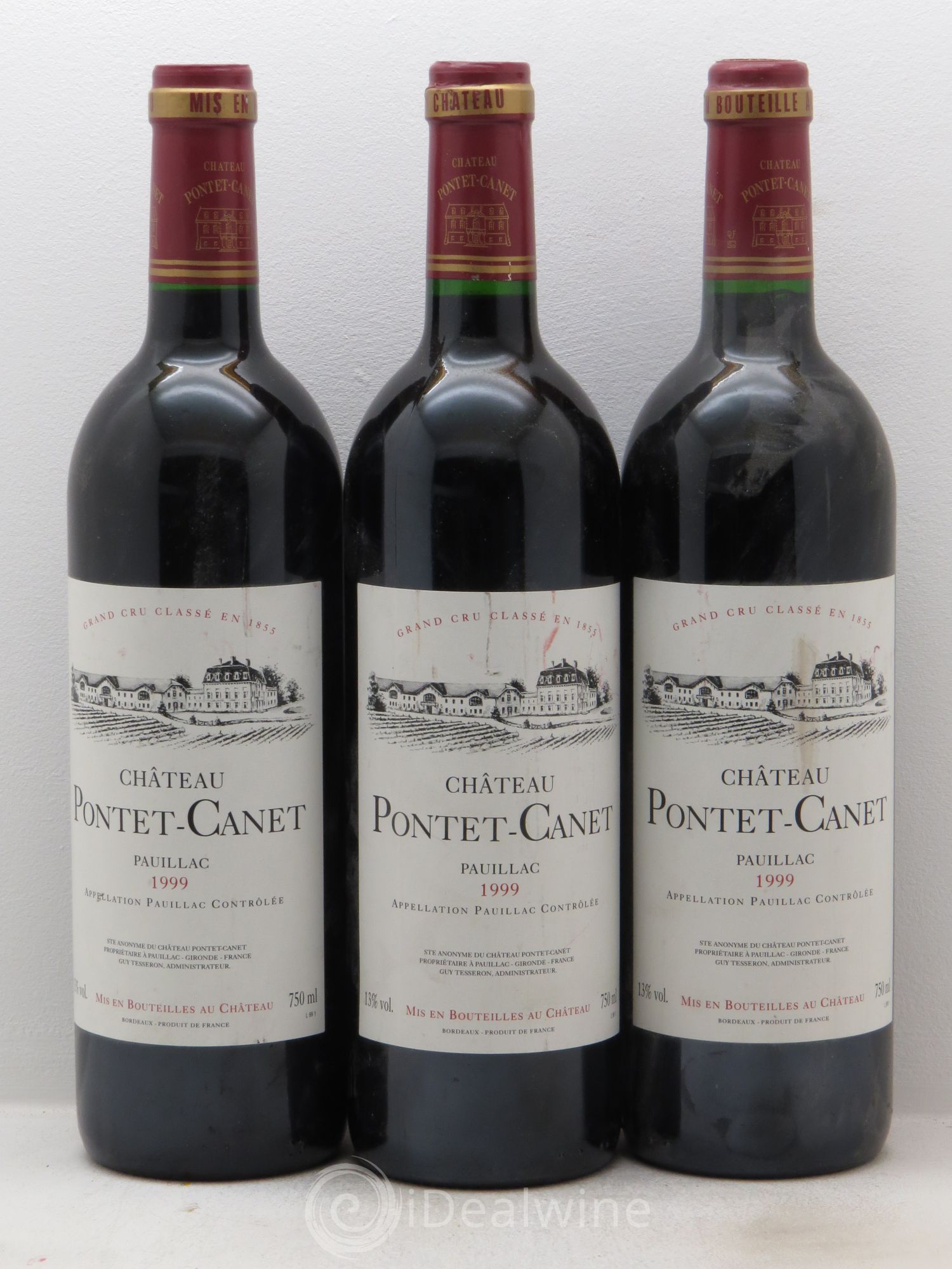 Château Pontet Canet 5ème Grand Cru Classé 1999 - Lot de 3 bouteilles - 0