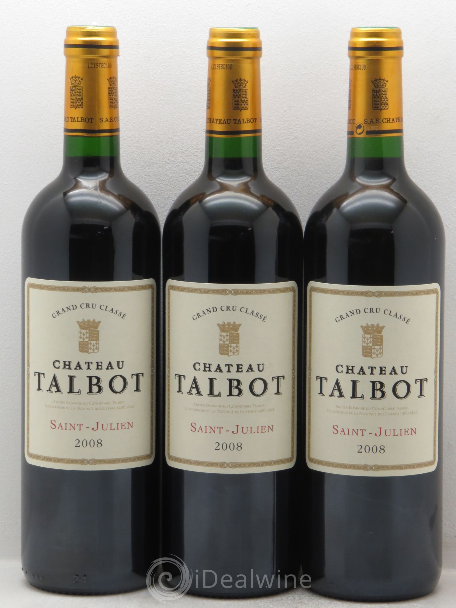 Château Talbot 4ème Grand Cru Classé 2008 - Lot de 3 bouteilles - 0