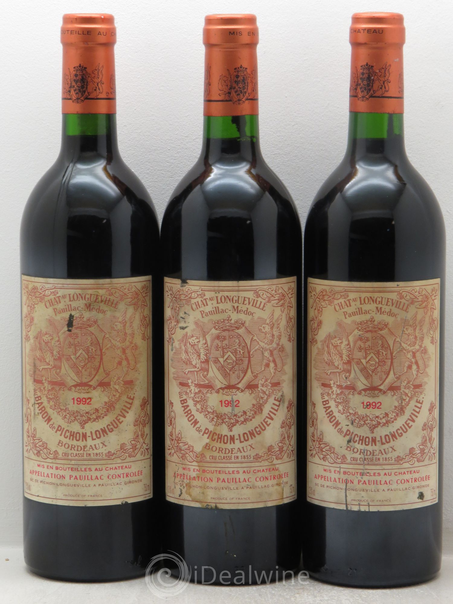 Pichon Longueville Baron 2ème Grand Cru Classé 1992 - Lot de 3 bouteilles - 0