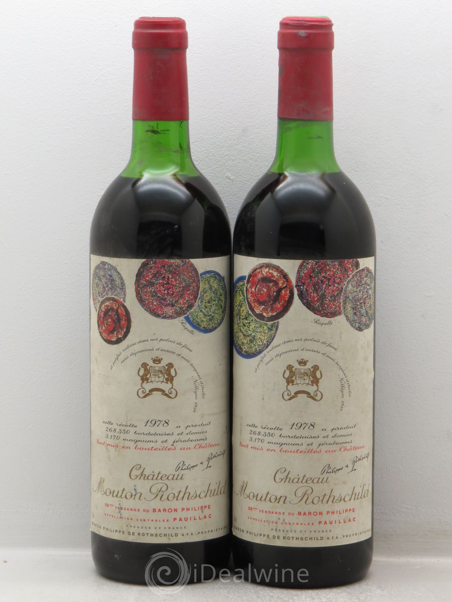 Château Mouton Rothschild 1er Grand Cru Classé 1978 - Lot de 2 bouteilles - 0