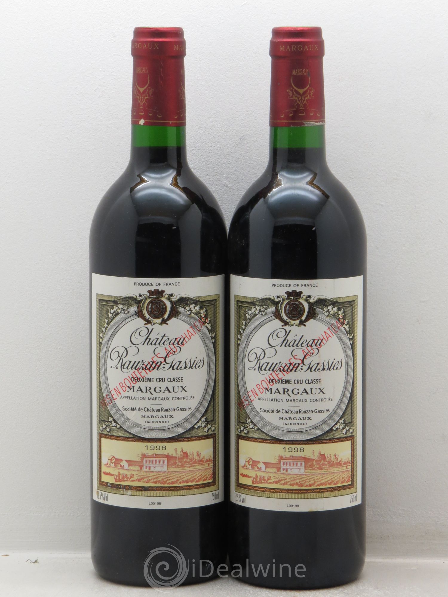 Château Rauzan-Gassies 2ème Grand Cru Classé 1998 - Lot de 2 bouteilles - 0