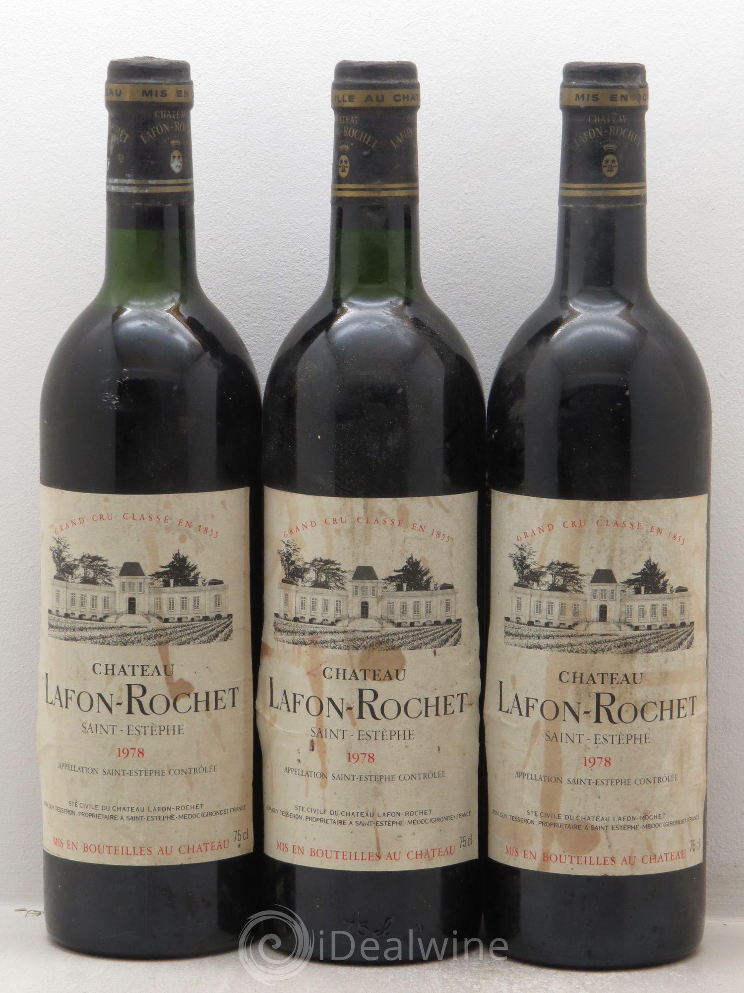 Château Lafon Rochet 4ème Grand Cru Classé 1978 - Lot de 3 bouteilles - 0