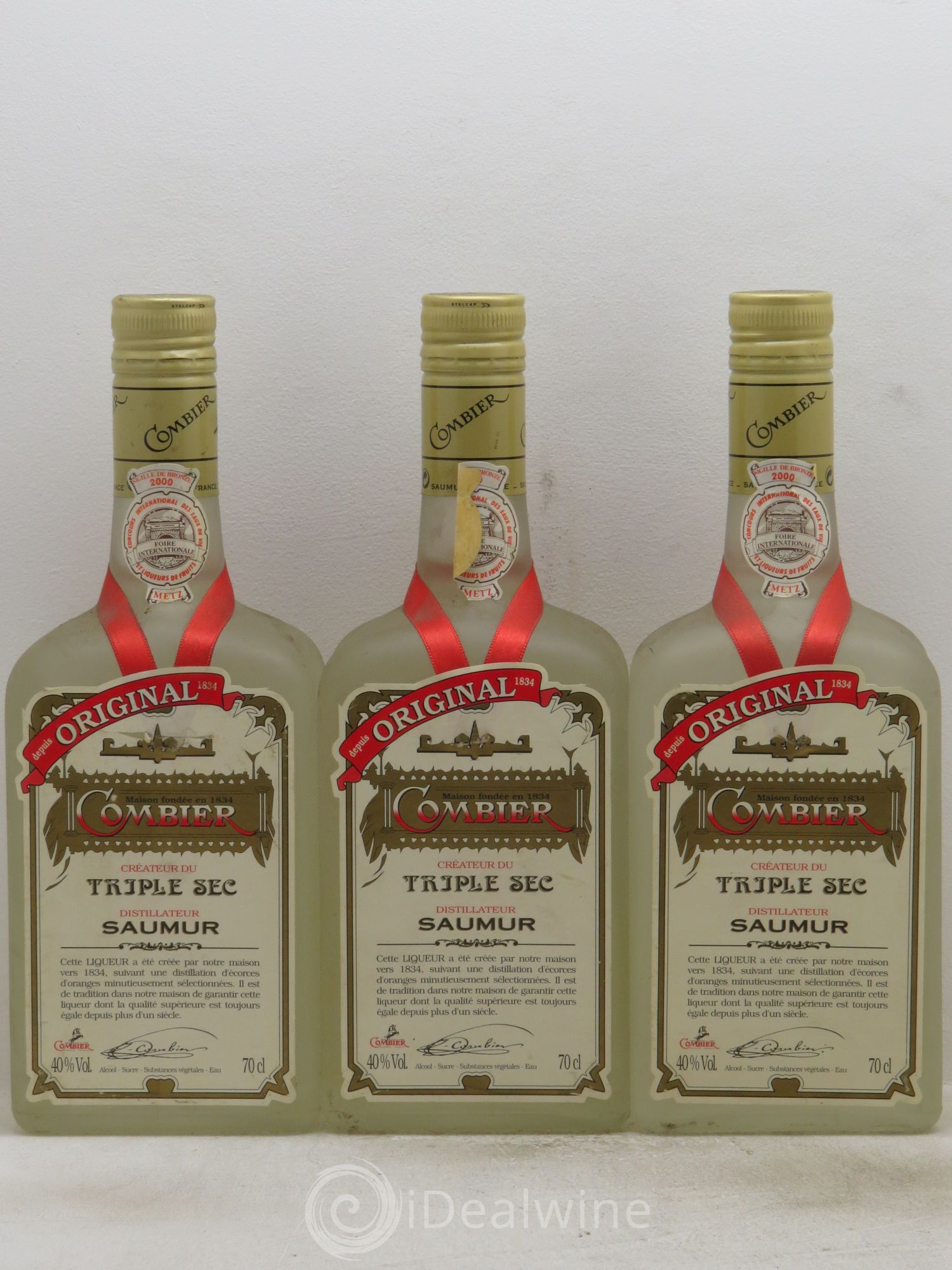 Alcools divers Triple Sec Saumur 40° (sans prix de reserve) - Posten von 3 Flaschen - 0