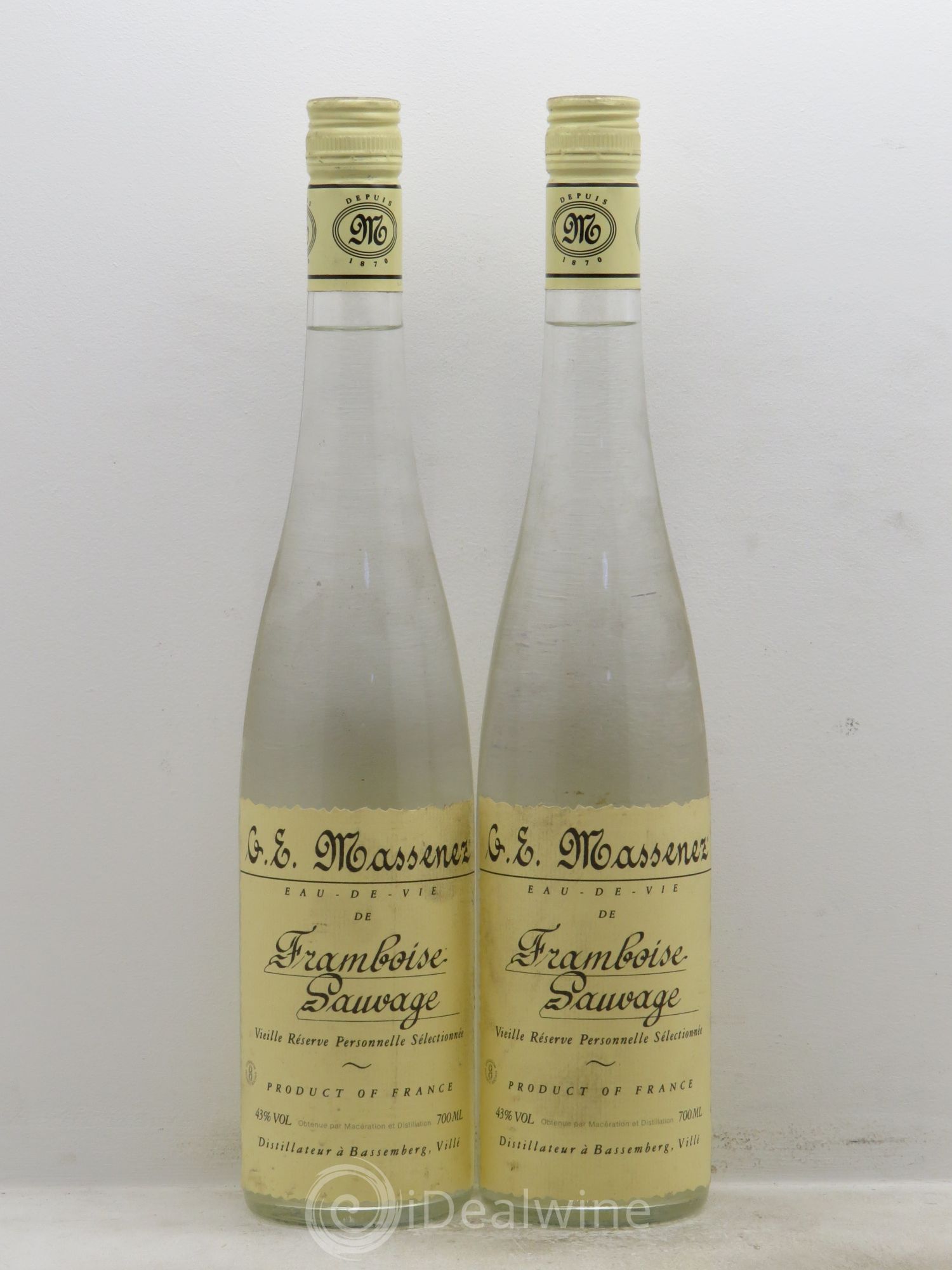 Alcools divers Eau de vie de framboise GE Massenez 43° - Posten von 2 Flaschen - 0
