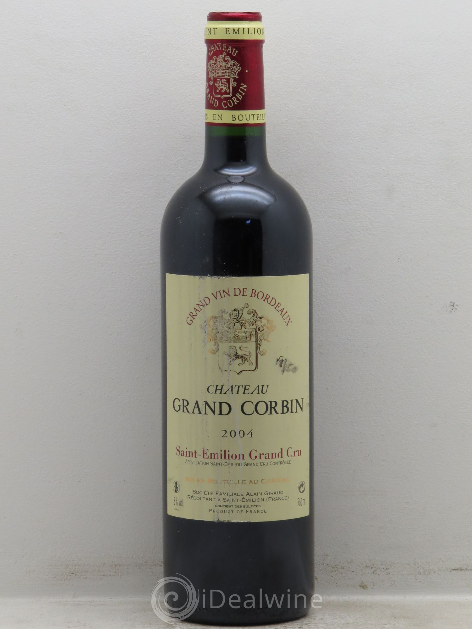 Château Grand Corbin Grand Cru Classé 2004 - Lot de 1 bouteille - 0