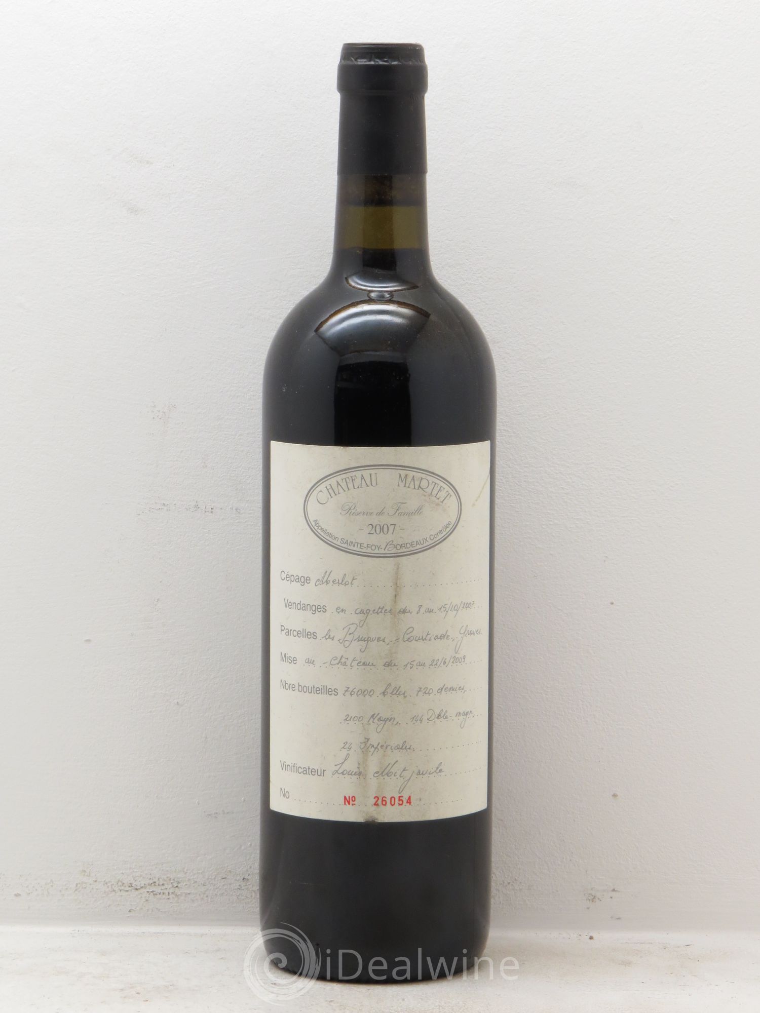 Bordeaux Château Martet Réserve de famille 2007 - Lot of 1 bottle - 0